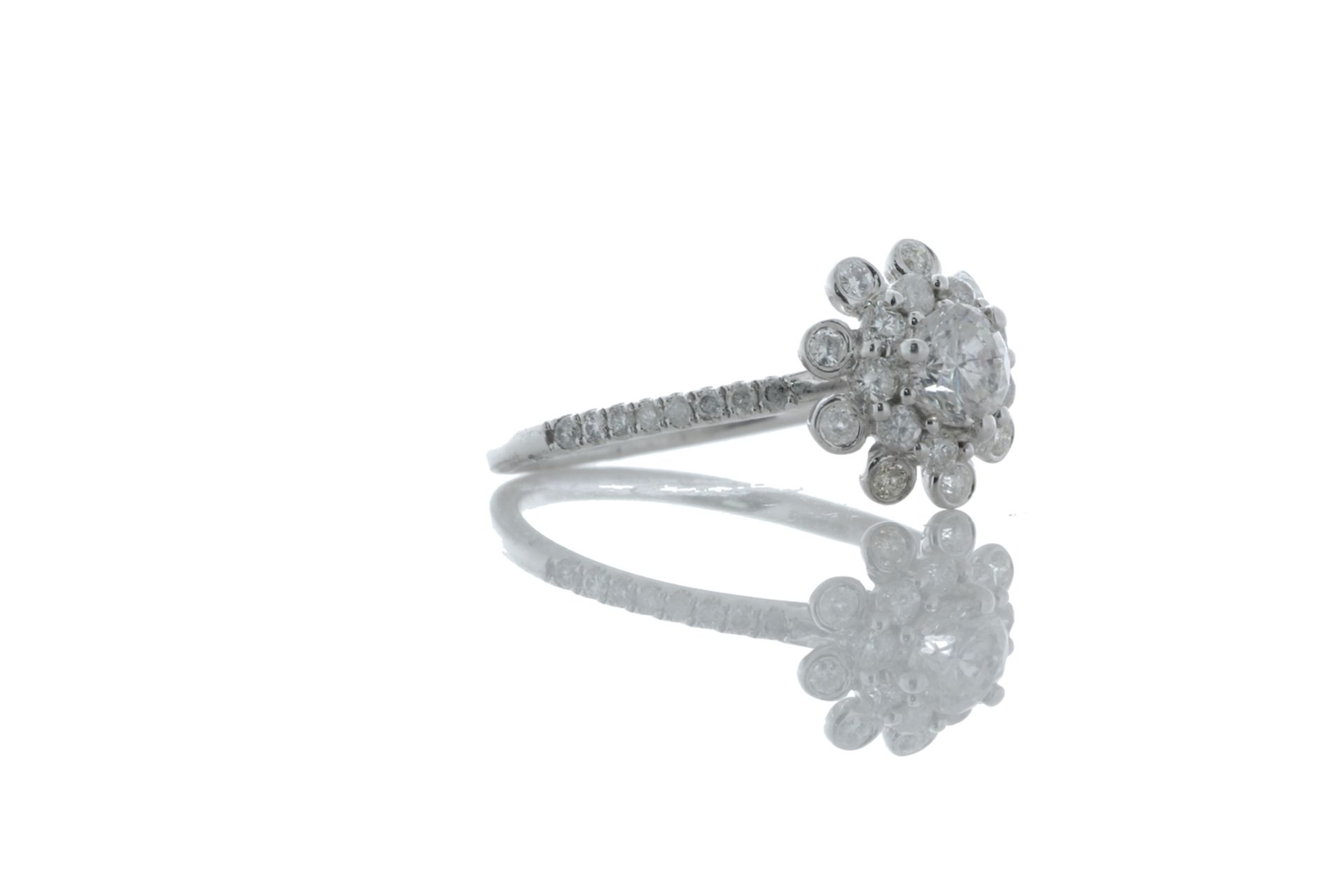 18ct White Gold Flower Halo Diamond Ring 0.76 Carats - Valued by GIE - One natural round brilliant - Image 4 of 5