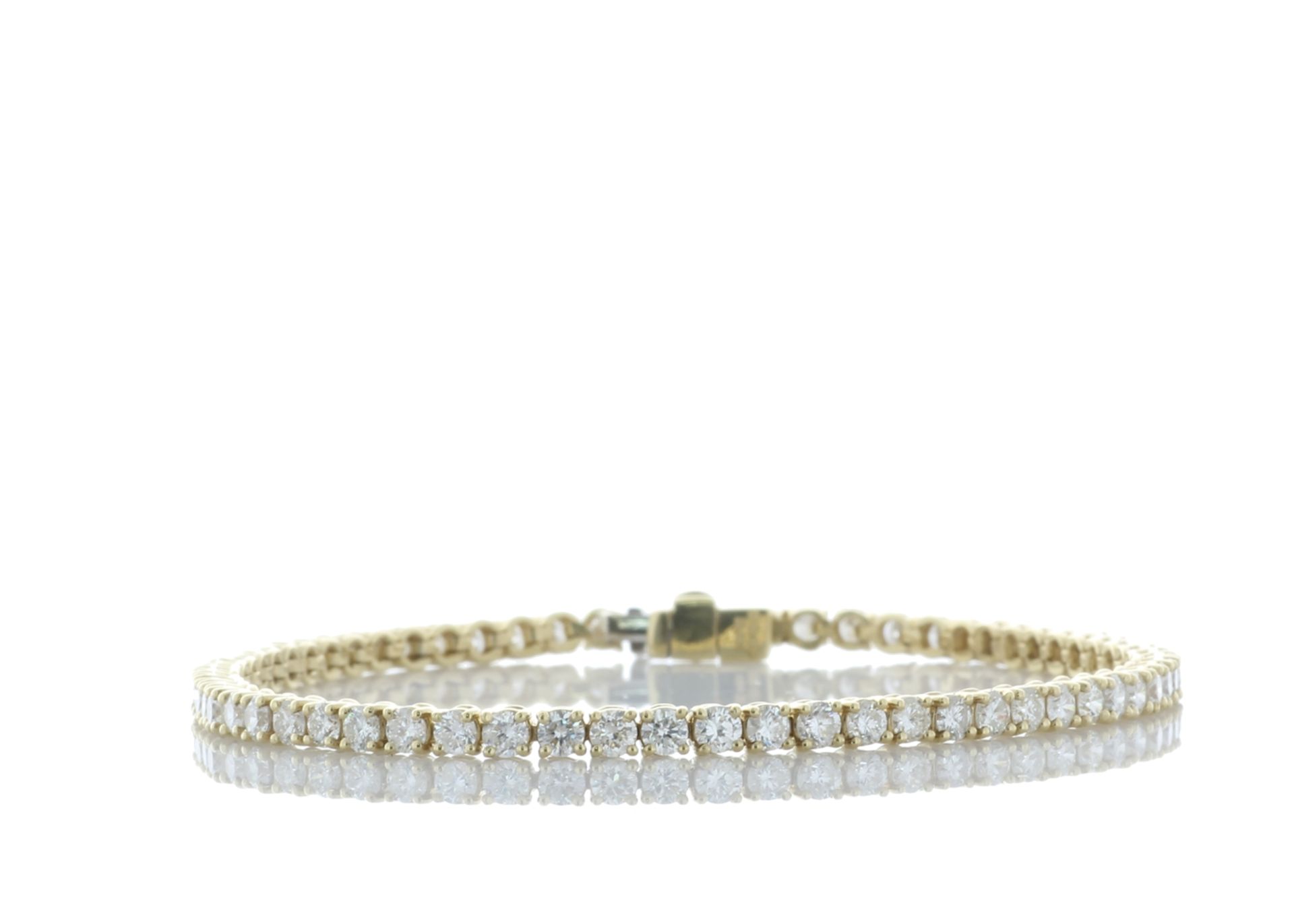 18ct Yellow Gold Tennis Diamond Bracelet 3.85 Carats - Valued by IDI - Sixty four round brilliant