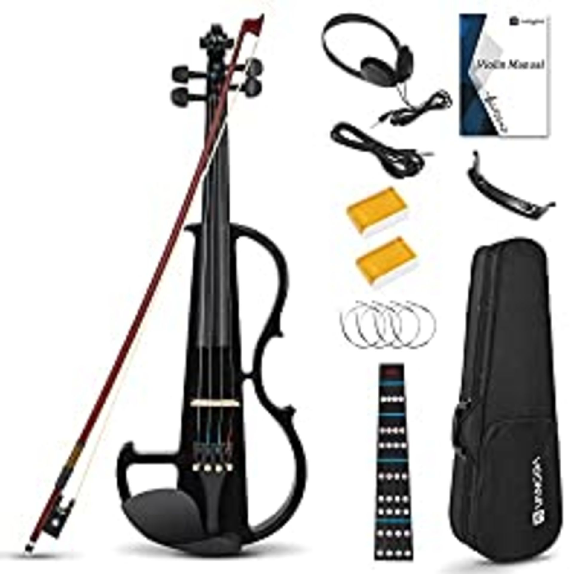 RRP £89.54 Vangoa 4/4 Electric Silent Violin Solid Wood Full Size Fiddle with Chin Rest