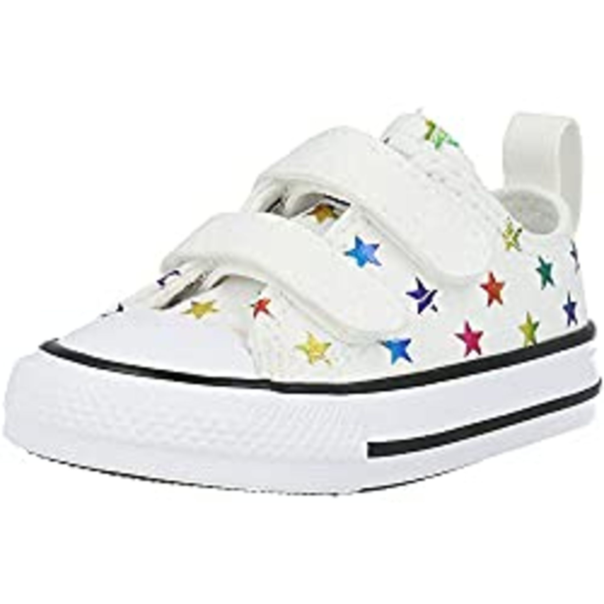 RRP £24.98 Converse All Star 2vlace Trainers White Black Bold Pink Gamer - 7 Infant UK