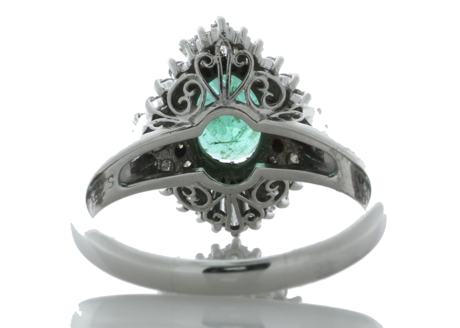 Platinum Emerald Cluster Claw Set Diamond And Emerald Ring (E 1.16) 0.61 Carats - Valued by GIE £8, - Image 3 of 5
