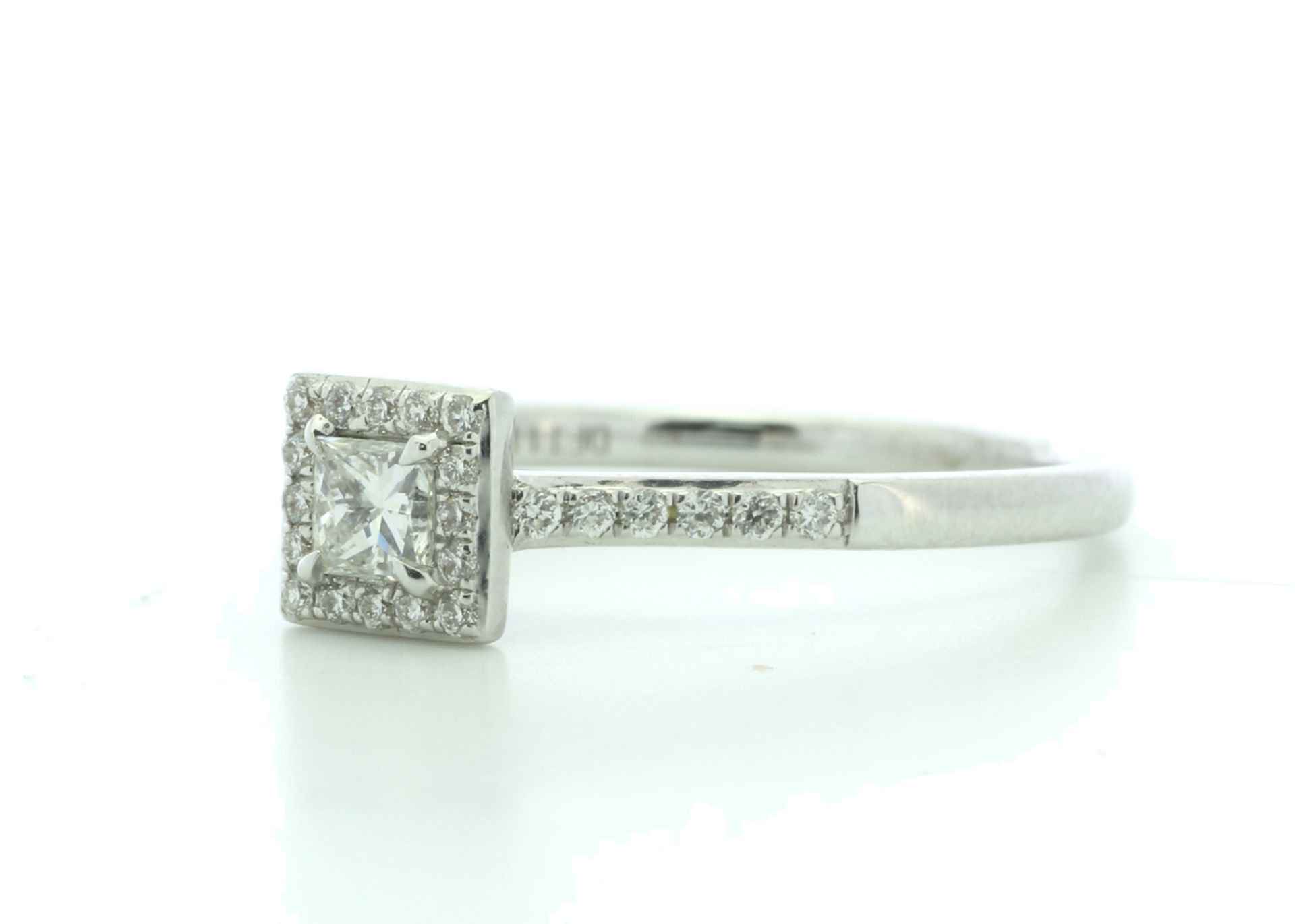 18ct White Gold Halo Set Diamond Ring 0.38 Carats - Valued by IDI £3,950.00 - A sparkling natural - Image 2 of 5