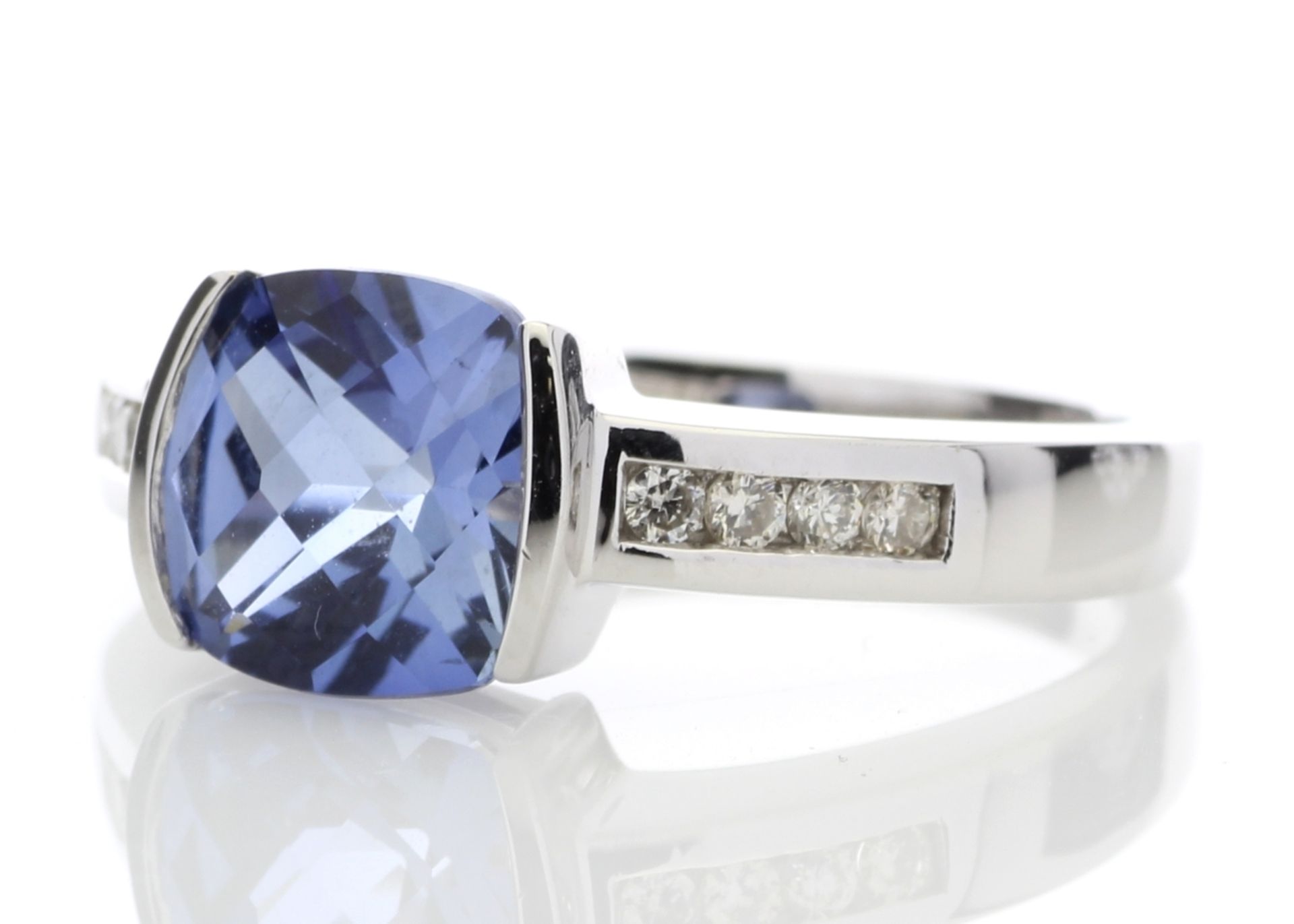 9ct White Gold Created Ceylon Sapphire Diamond Ring 0.11 Carats - Valued by AGI £695.00 - This - Image 2 of 4