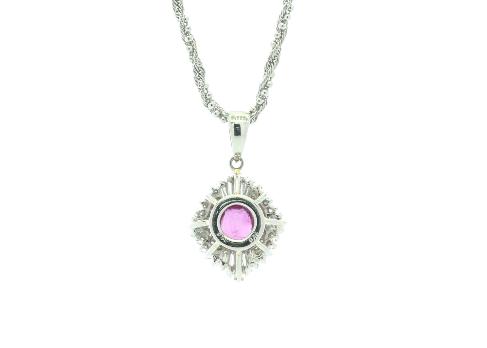 Platinum Cluster Diamond And Ruby Necklace (R0.95) 0.45 Carats - Valued by IDI £6,950.00 - - Image 2 of 3
