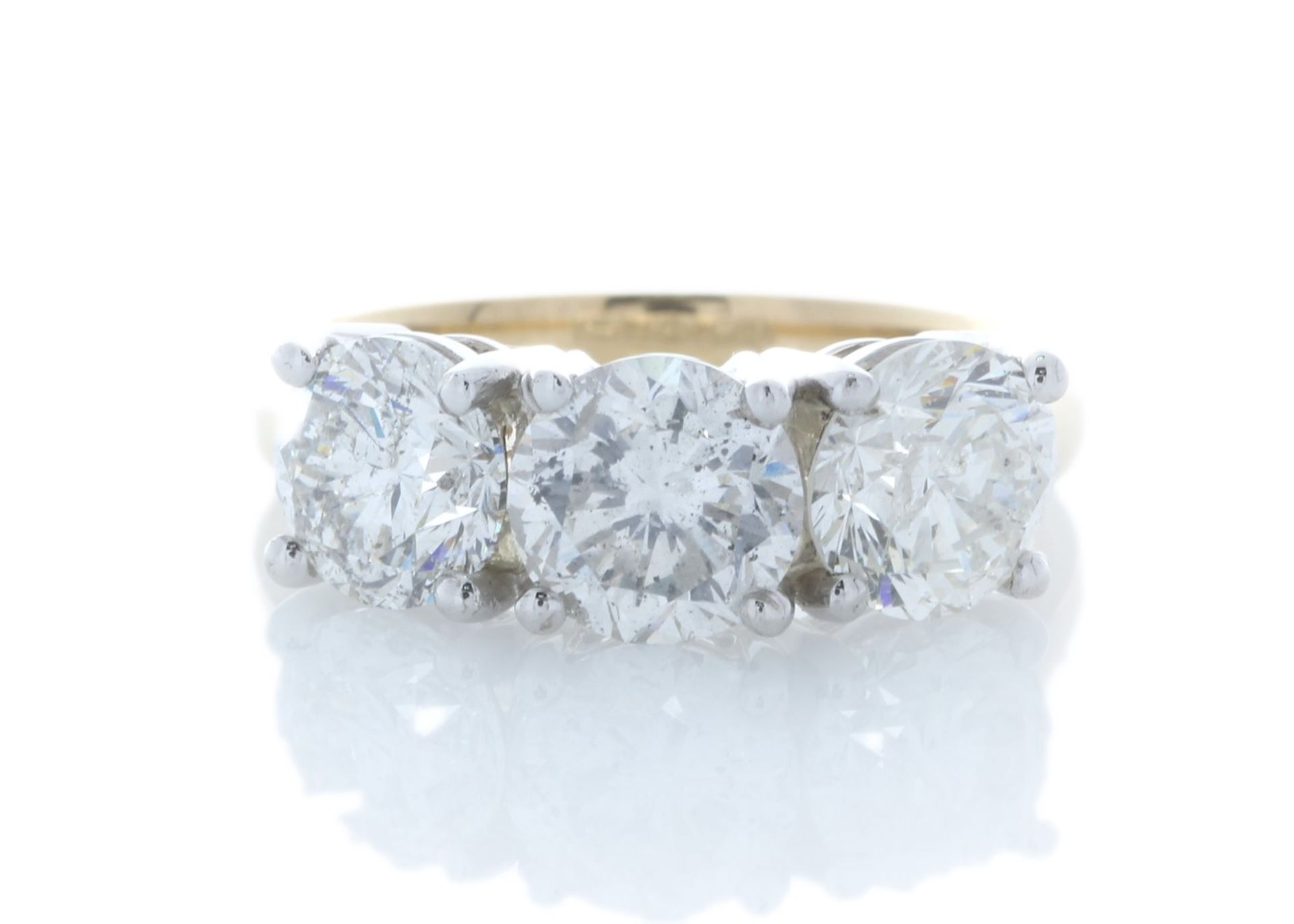 18ct Yellow Gold Three Stone Claw Set Diamond Ring 3.37 Carats - Valued by GIE £26,995.00 - This