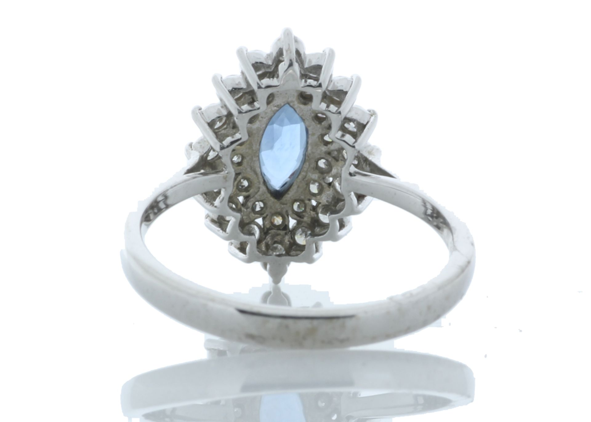 9ct White Gold Marquise Cluster Claw Set Diamond And Blue Topaz Ring 2.02 Carats - Valued by AGI £ - Image 3 of 3