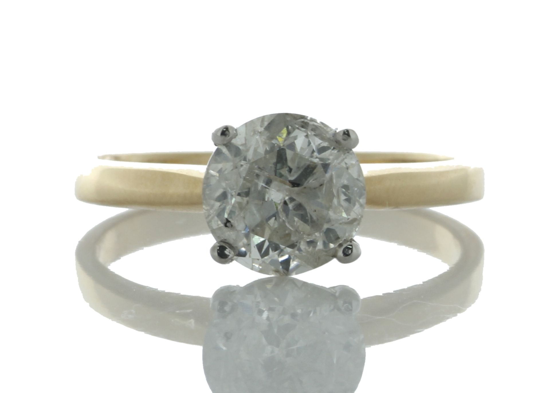 18ct Yellow And White Gold Single Stone Prong Set Diamond Ring 2.01 Carats - Valued by GIE - 18ct