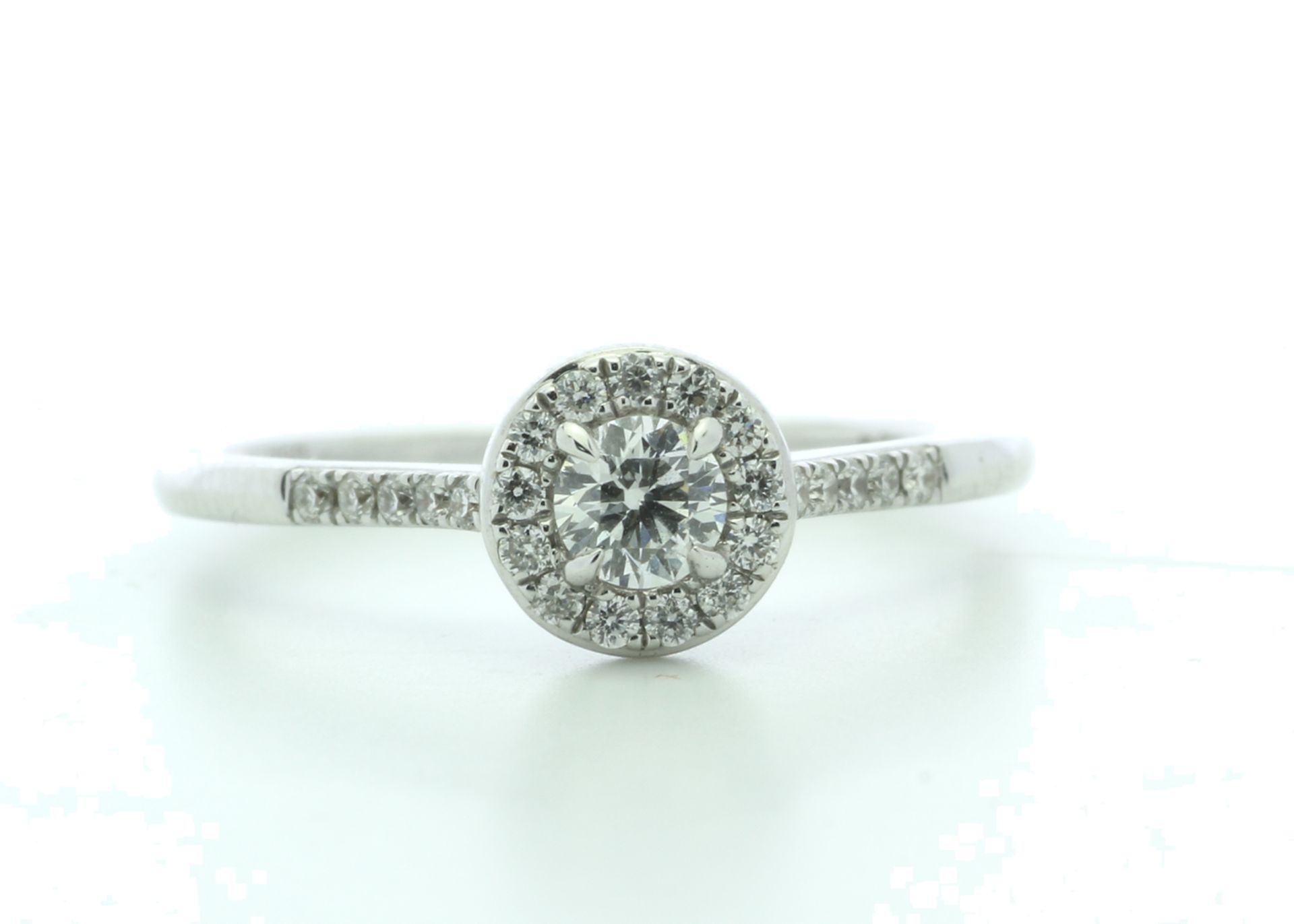 18ct White Gold Halo Set Diamond Ring 0.38 Carats - Valued by IDI £3,750.00 - A sparkling natural