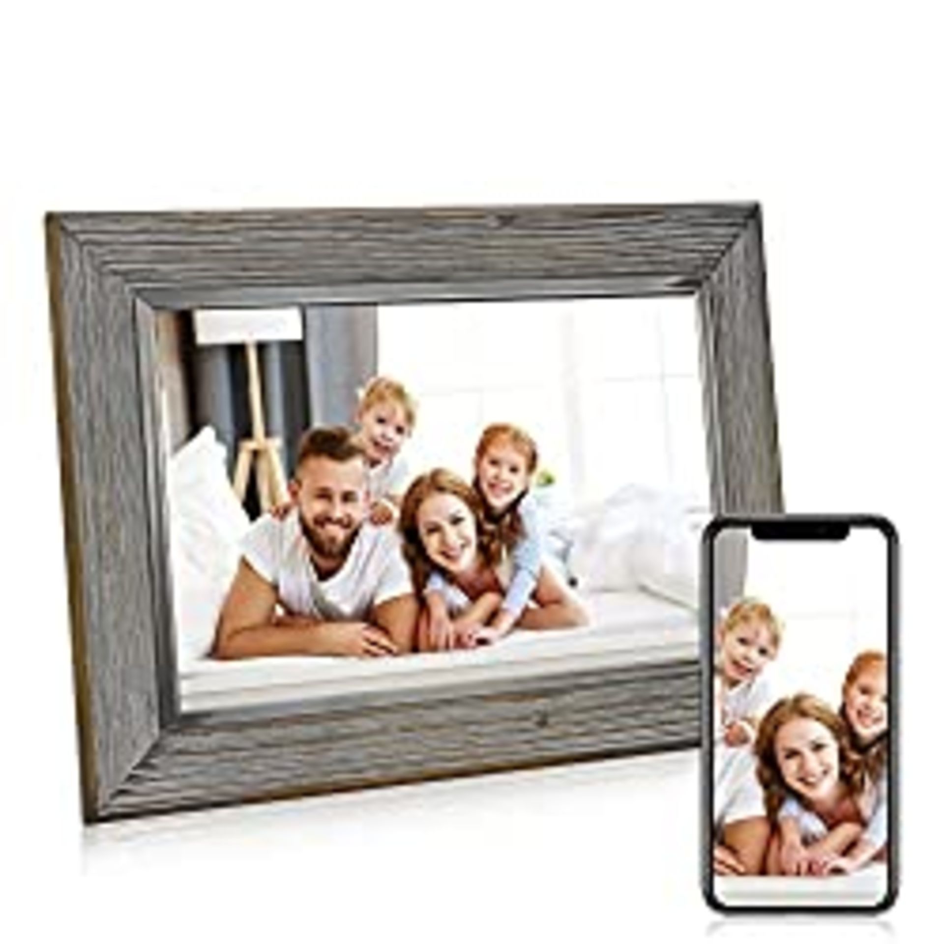 RRP £105.29 WiFi Digital Photo Frame 10 Inch Wooden Electronic