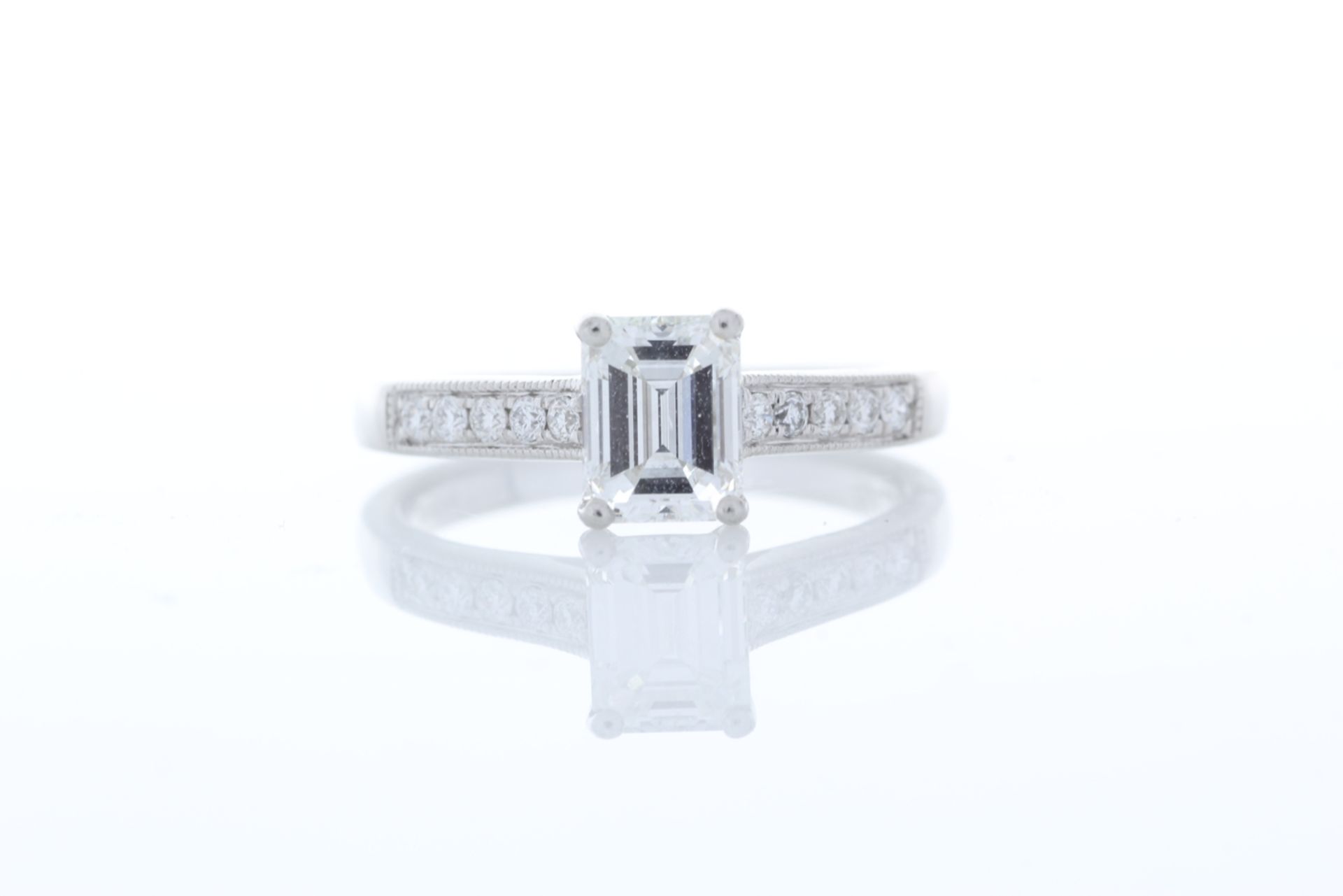 Platinum Single Stone Emerald Cut Diamond Ring 1.04 Carats - Valued by AGI £21,950.00 - Platinum