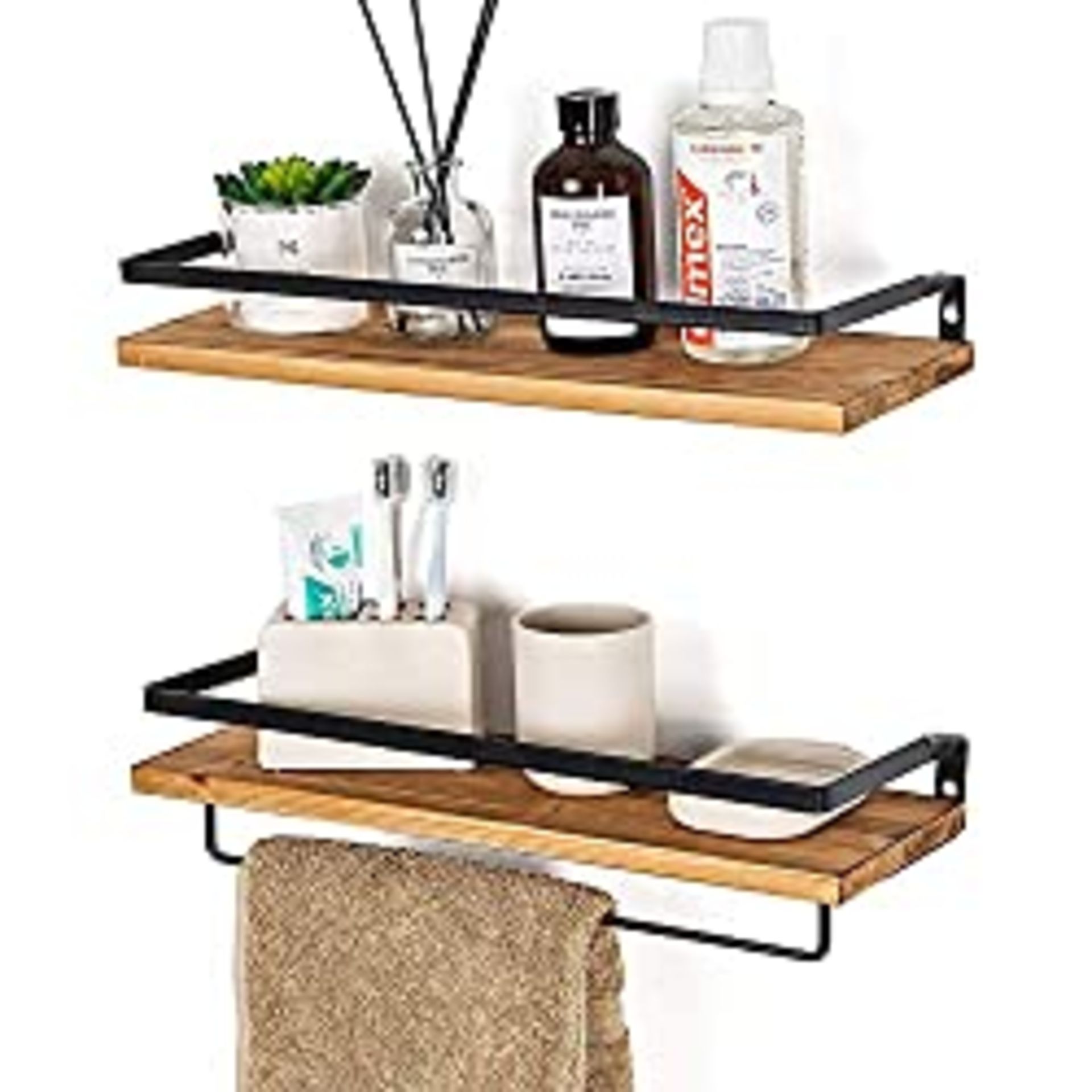 RRP £25.25 Rustic Wooden Floating Shelves Wall Mounted Shelf Set of 2