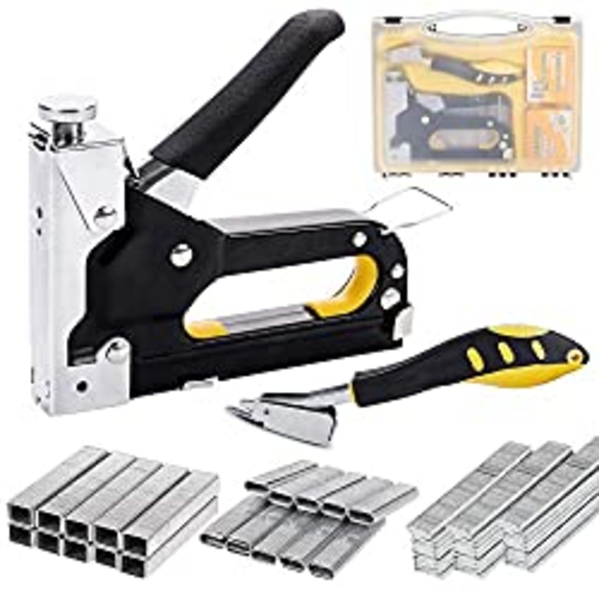 RRP £12.50 Staple Gun Heavy Duty 3 in 1 Manual Nail Gun and Staple