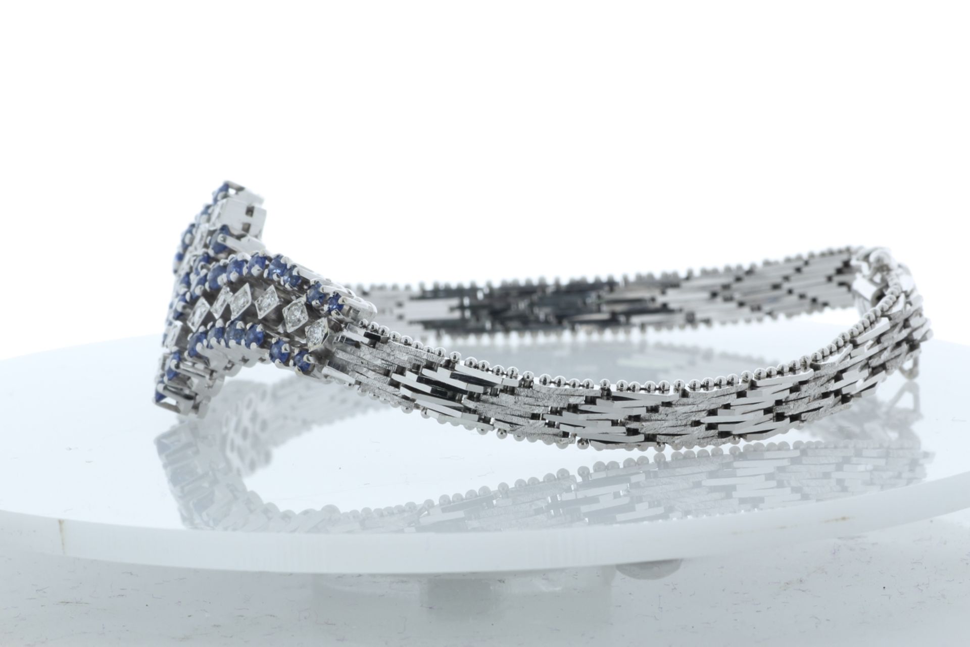 18ct White Gold Diamond And Cornflour Blue Sapphire Bracelet Carats - Valued by IDI £27,000.00 - - Image 2 of 5