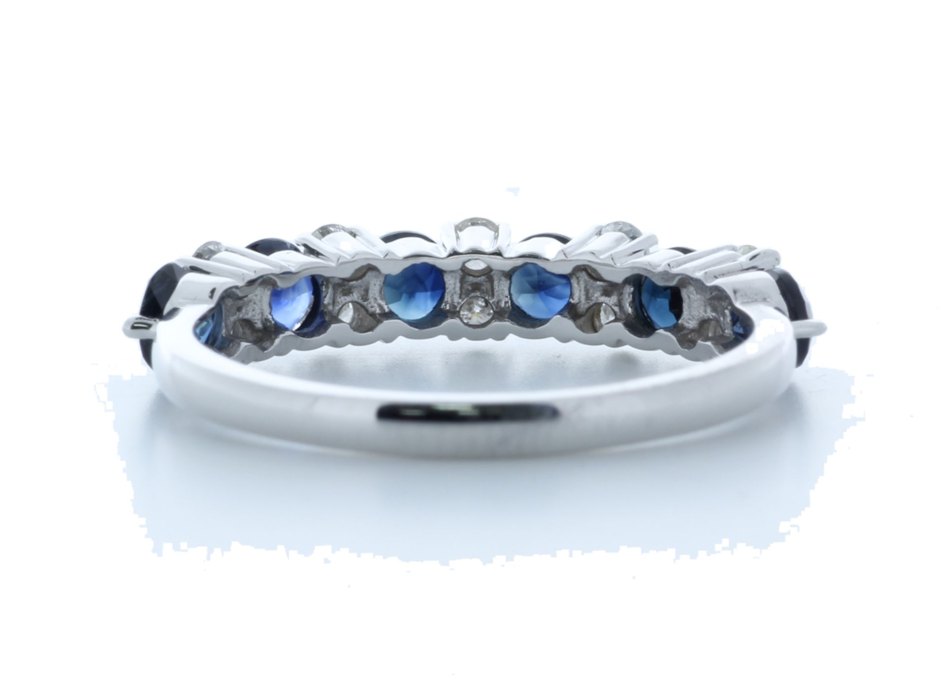 9ct White Gold Claw Set Semi Eternity Diamond And Sapphire Ring Carats - Valued by AGI £1,152.00 - - Image 3 of 4