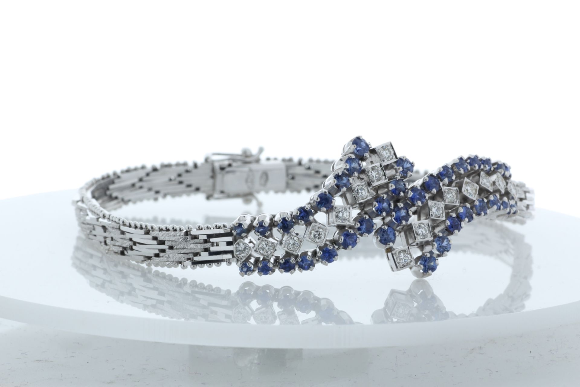 18ct White Gold Diamond And Cornflour Blue Sapphire Bracelet Carats - Valued by IDI £27,000.00 - - Image 4 of 5