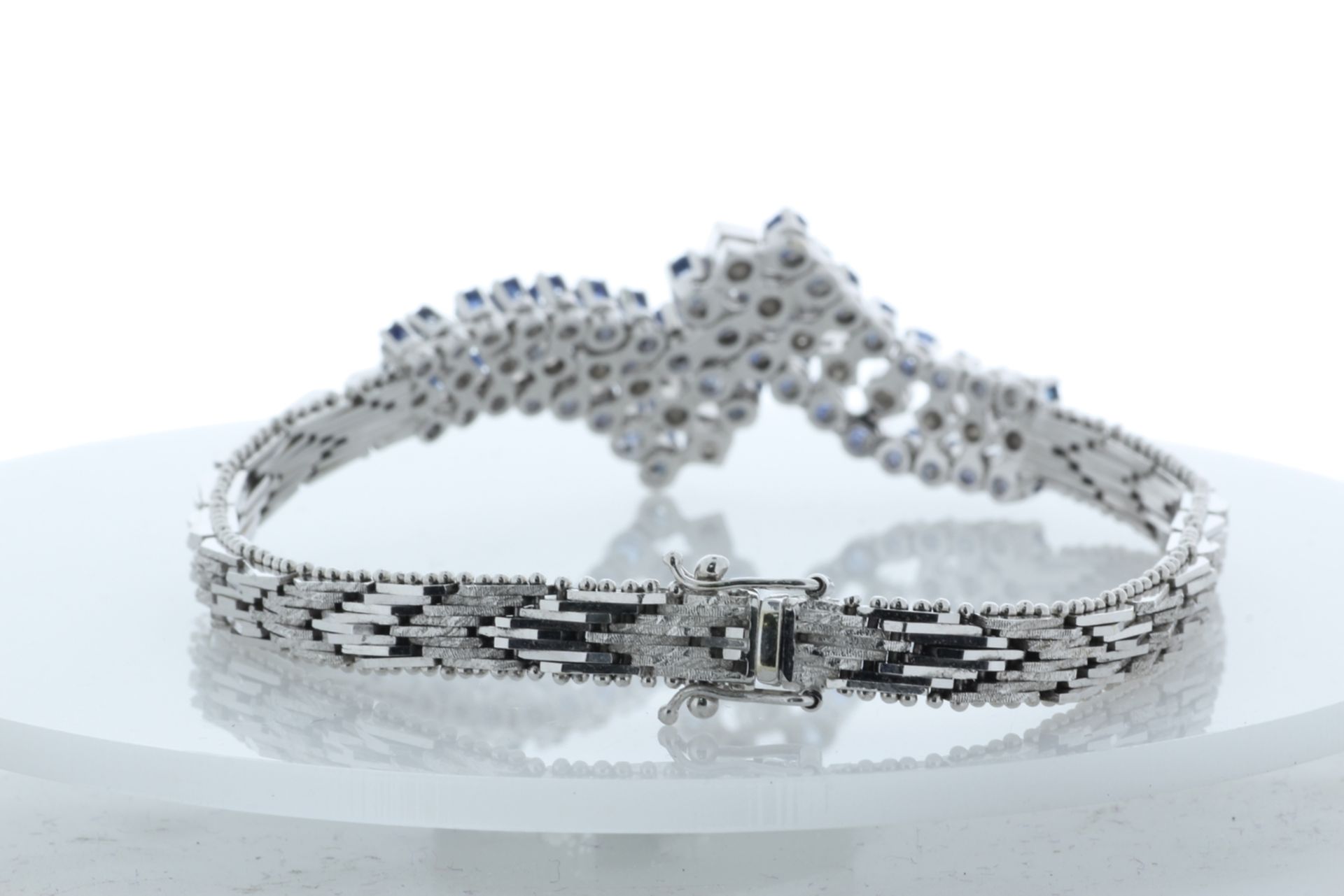 18ct White Gold Diamond And Cornflour Blue Sapphire Bracelet Carats - Valued by IDI £27,000.00 - - Image 3 of 5