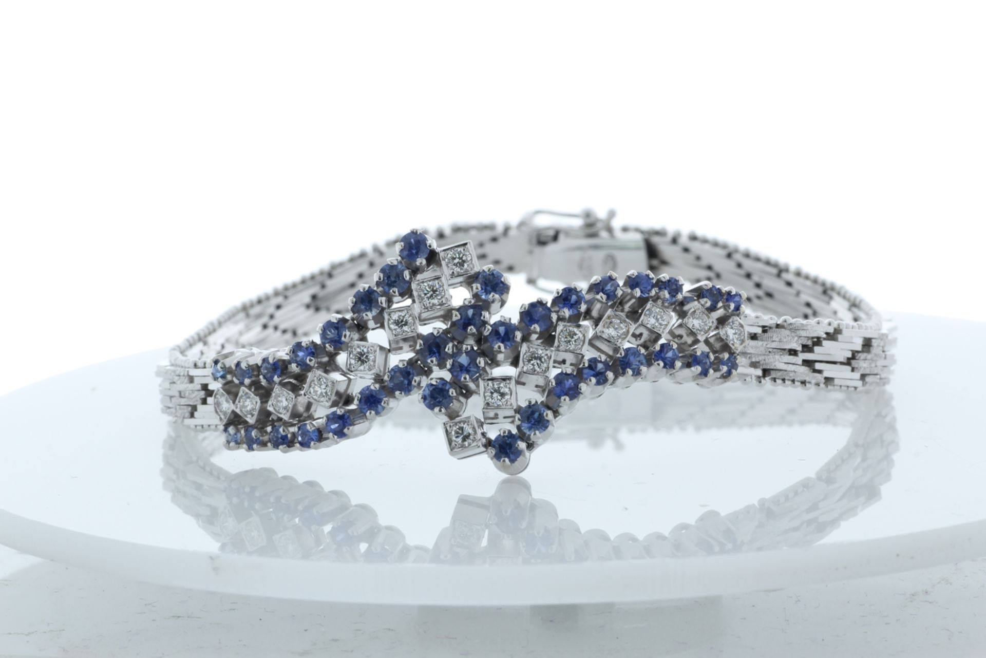 18ct White Gold Diamond And Cornflour Blue Sapphire Bracelet Carats - Valued by IDI £27,000.00 -