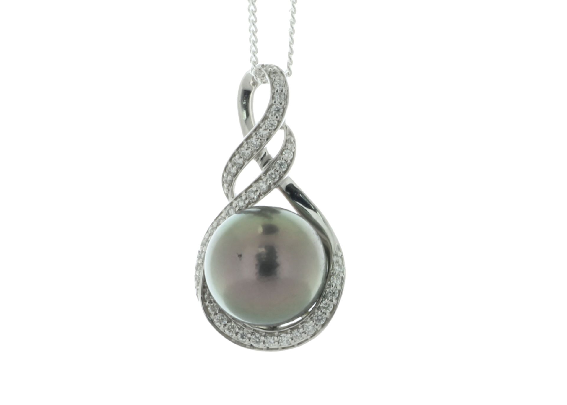 18ct White Gold Diamond And Pearl Drop Pendant (PL10.00) 0.21 Carats - Valued by IDI - 18ct White