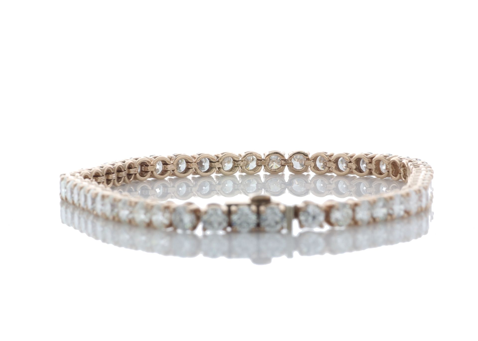 18ct Rose Gold Tennis Diamond Bracelet 8.25 Carats - Valued by IDI £24,750.00 - 18ct Rose Gold - Image 3 of 5