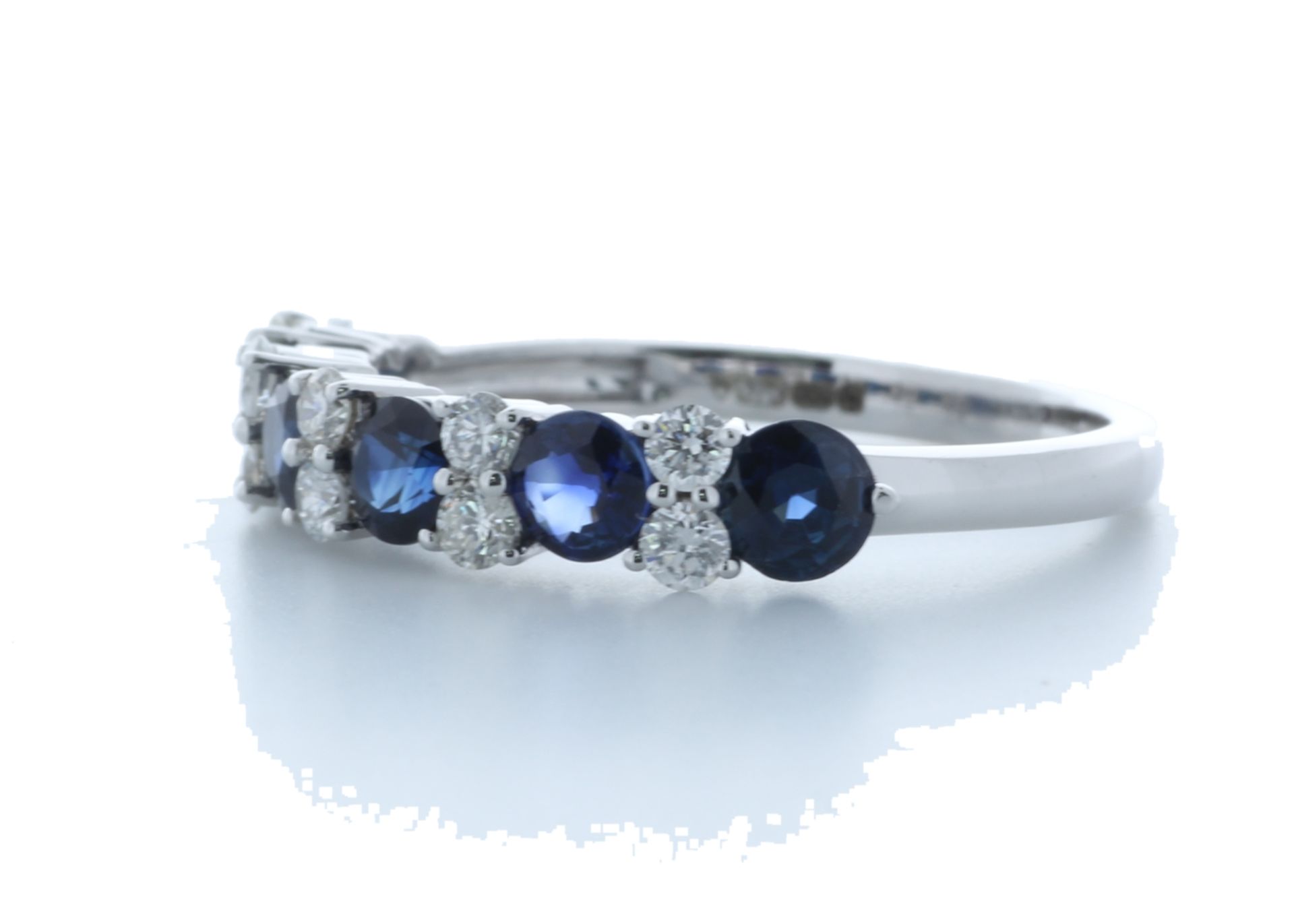 9ct White Gold Claw Set Semi Eternity Diamond And Sapphire Ring Carats - Valued by AGI £1,152.00 - - Image 2 of 4