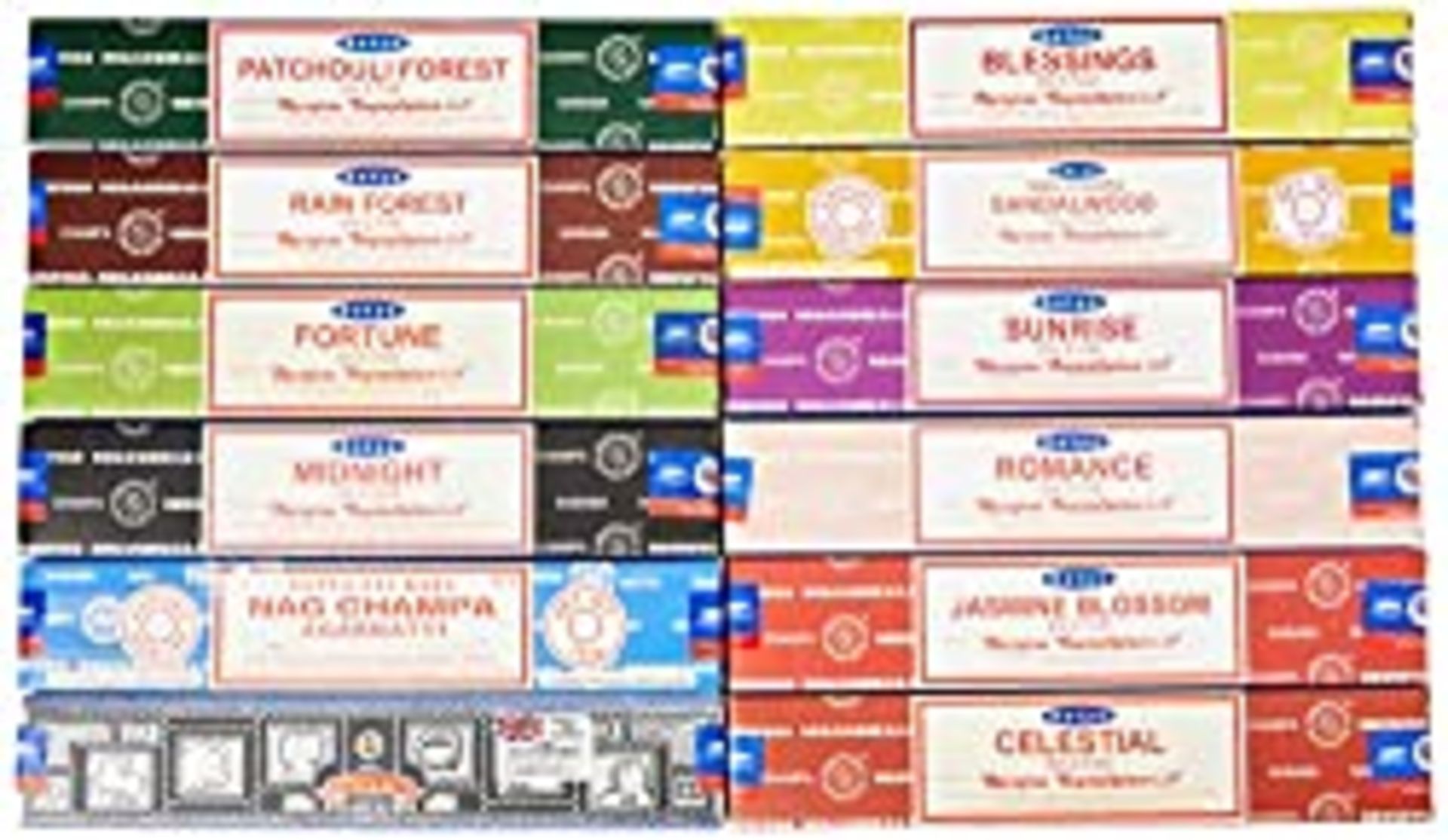 RRP £7.98 Satya Assorted Incense, 12 Boxes, 15 g each box, one size, 01421