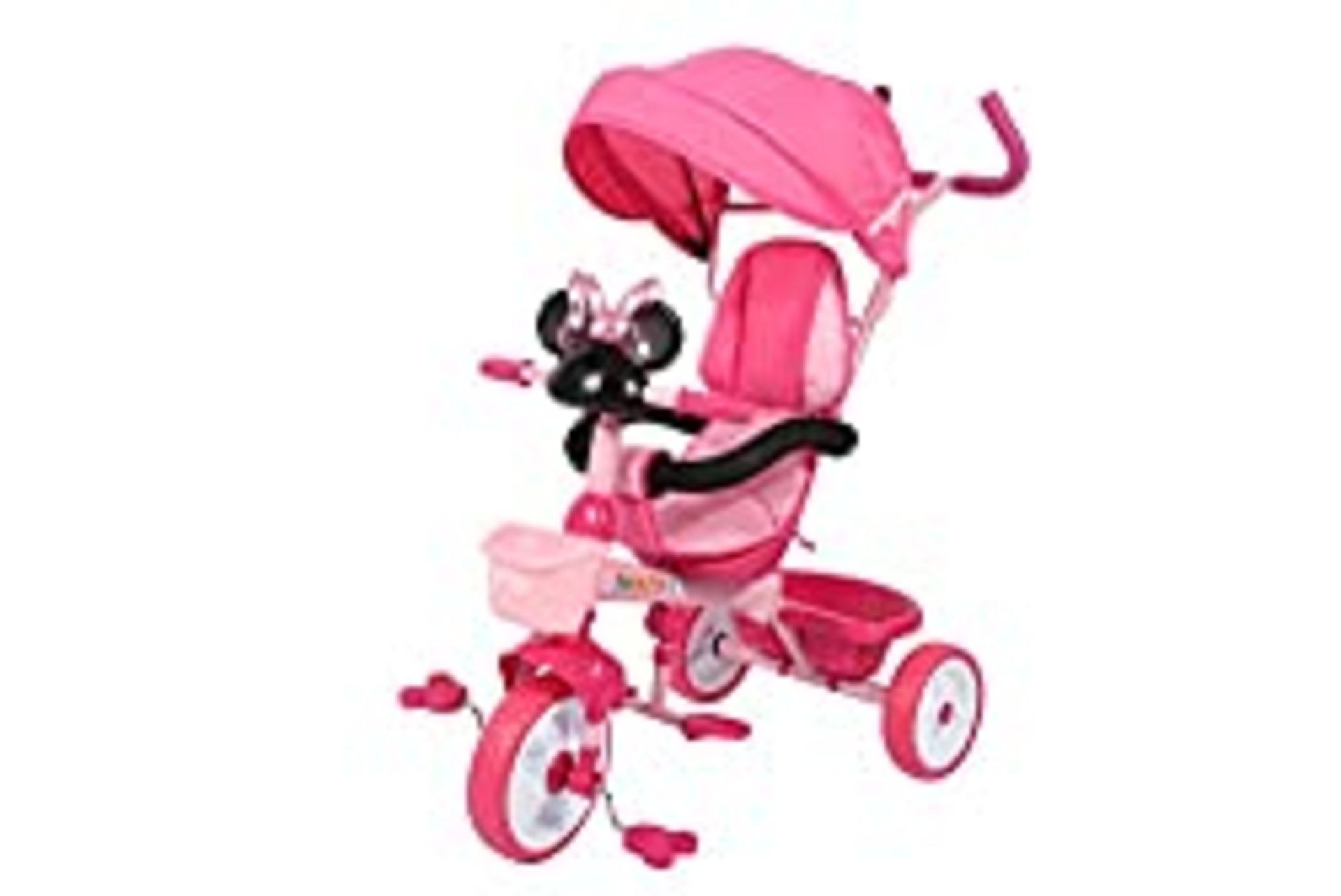 RRP £90.20 Kids Easy Steer Pedal Tricycle Buggy Stroller with Oxford Cloth (Cartoon Pink)