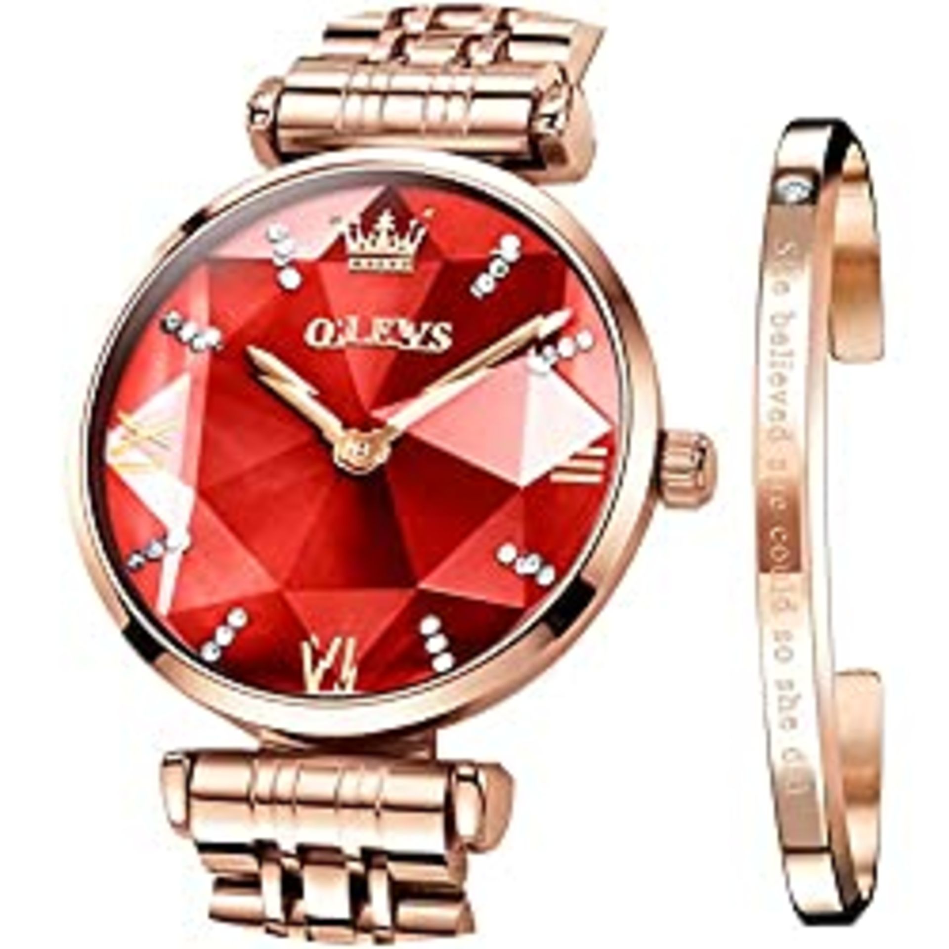 RRP £38.66 OLEVS Ladies Watches Japanese Quartz Rose Gold Crystal