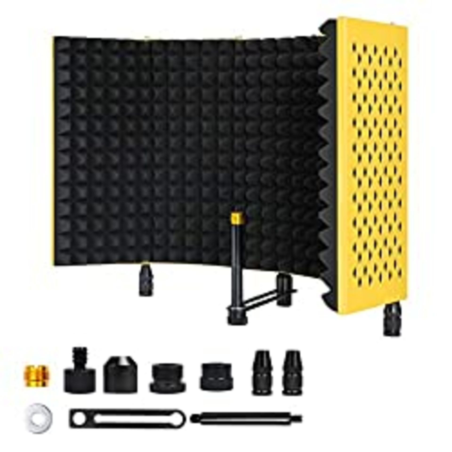 RRP £36.58 MSIZOY 5-panel Yellow Foldable Studio Recording Microphone Isolation Shield