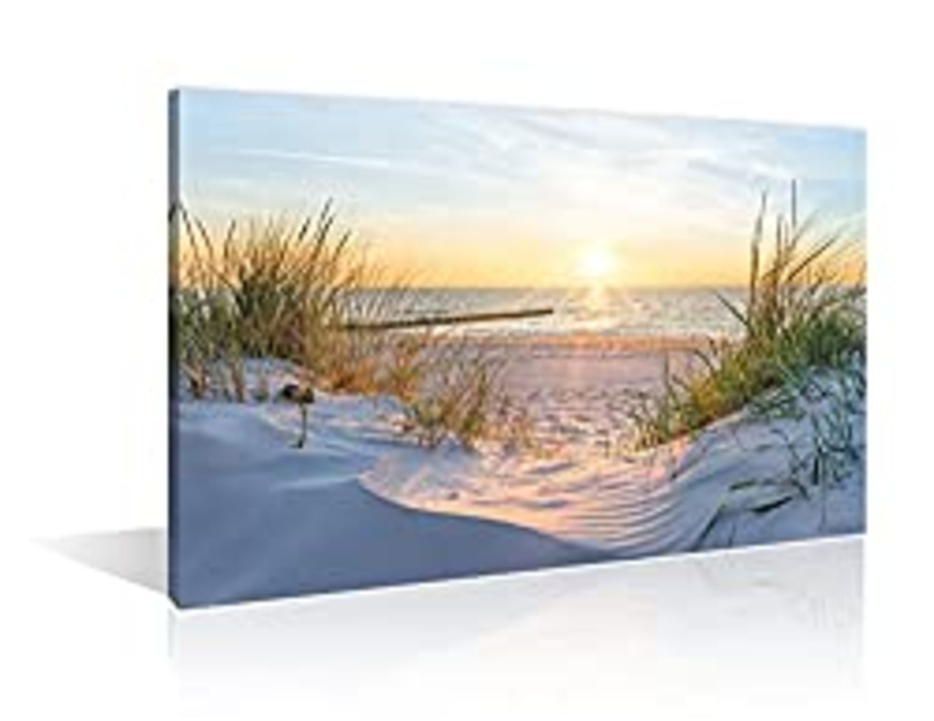 RRP £42.98 TISHIRON Wall Art Sandy Beach Sunrise Pictures Painting