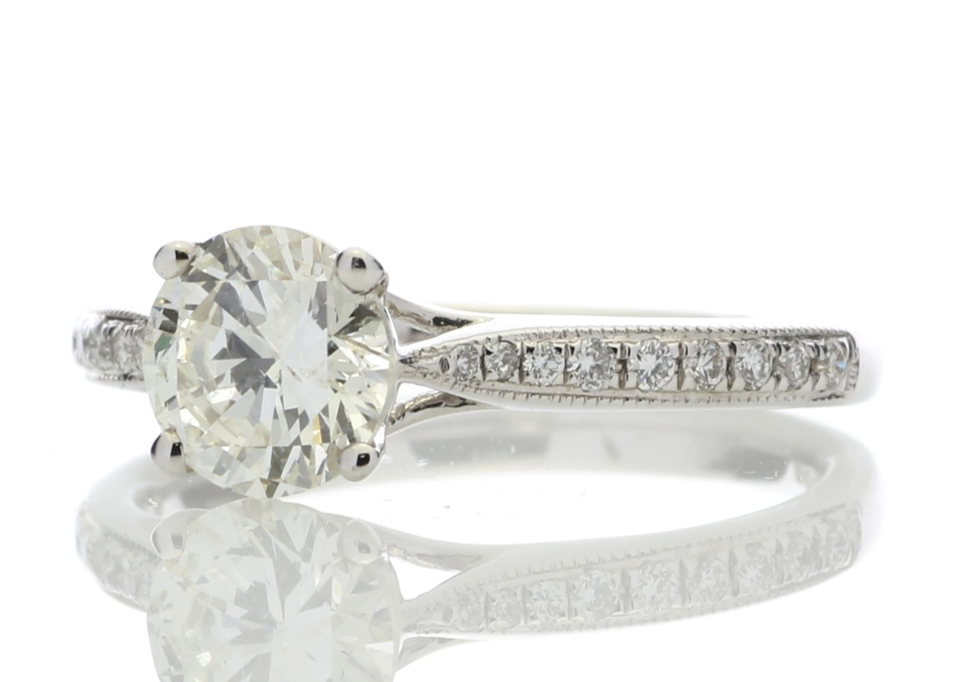 18ct White Gold Single Stone Diamond Ring With Stone Set Shoulders (1.02) 1.15 Carats - Valued by - Image 2 of 5