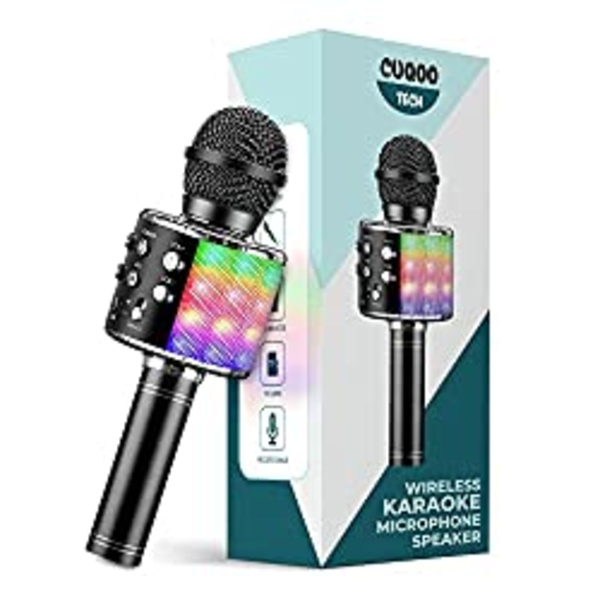 RRP £10.99 CUQOO Wireless Bluetooth Karaoke Microphone in Black