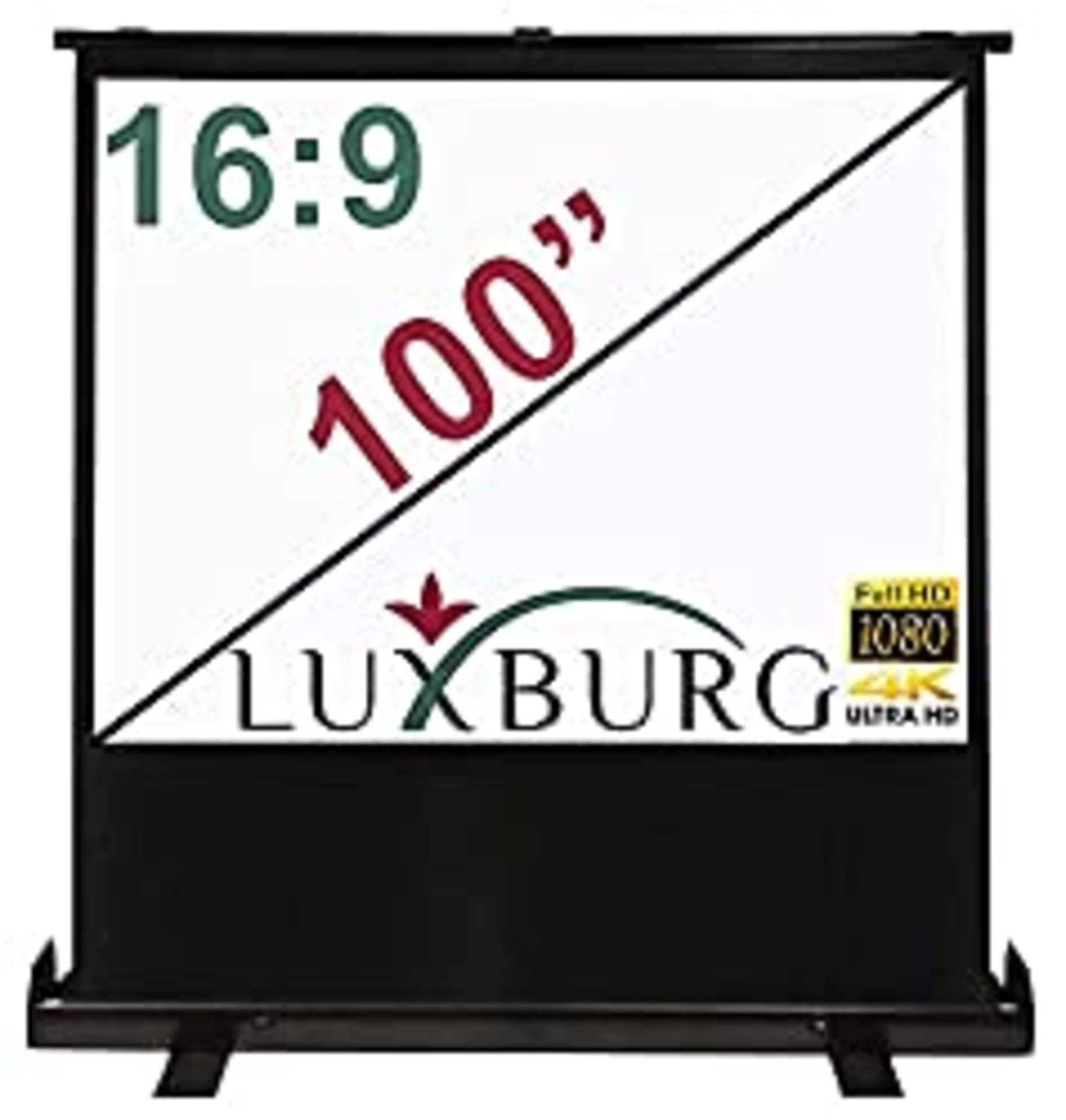 RRP £209.99 LUXBURG 100" 221x125cm Portable Freestanding Floor Pull-up Screen Projector