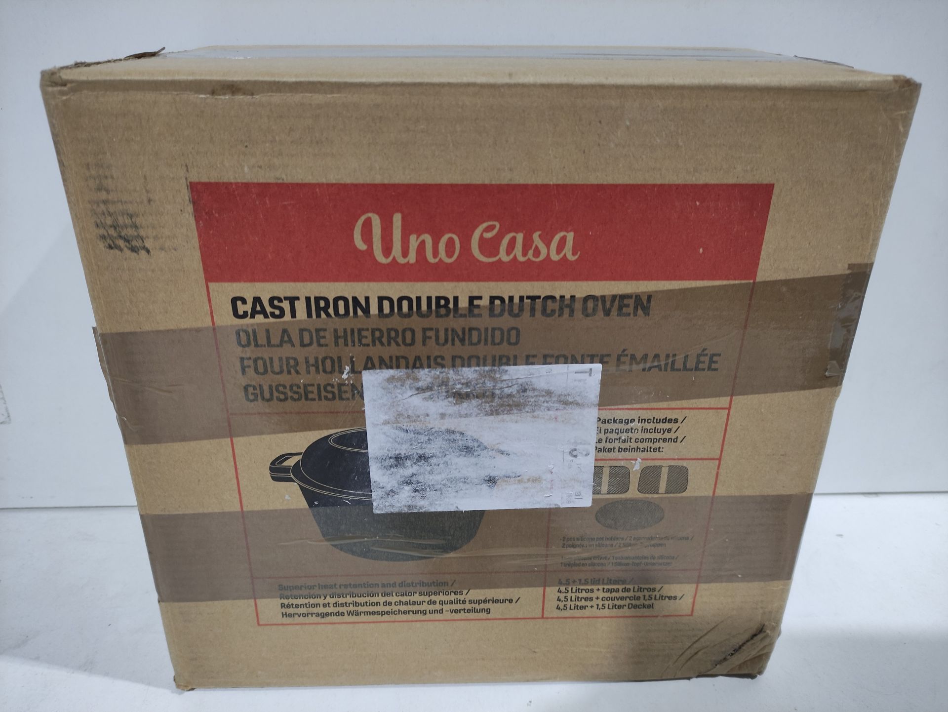 RRP £49.24 Uno Casa Cast Iron Dutch Oven with Lid- 2 in 1 Camping Oven - Image 2 of 2