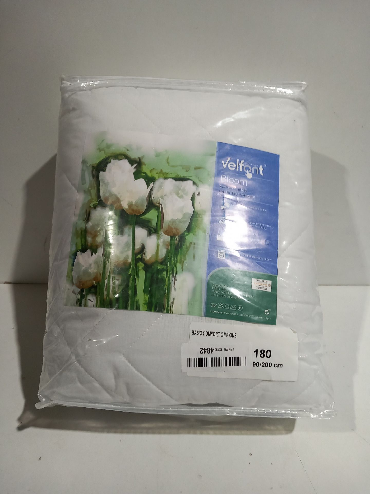RRP £22.94 Velfont Cotton Quilted Mattress Protector, Super King Bed Size 180x190/200cm - Image 2 of 2