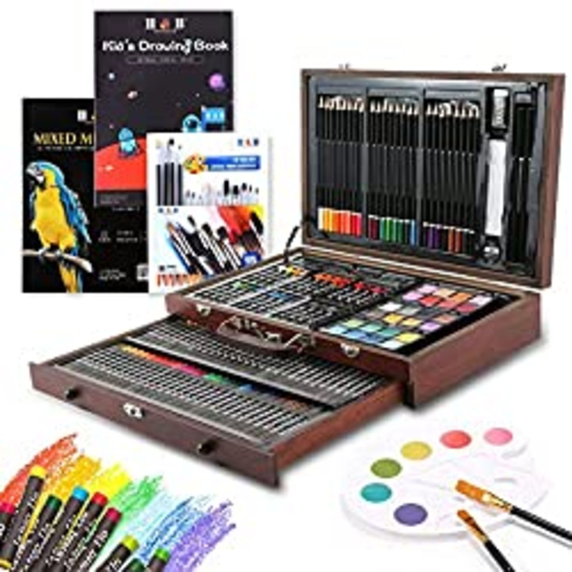 RRP £39.98 Deluxe Art Painting Sets with Wood Box