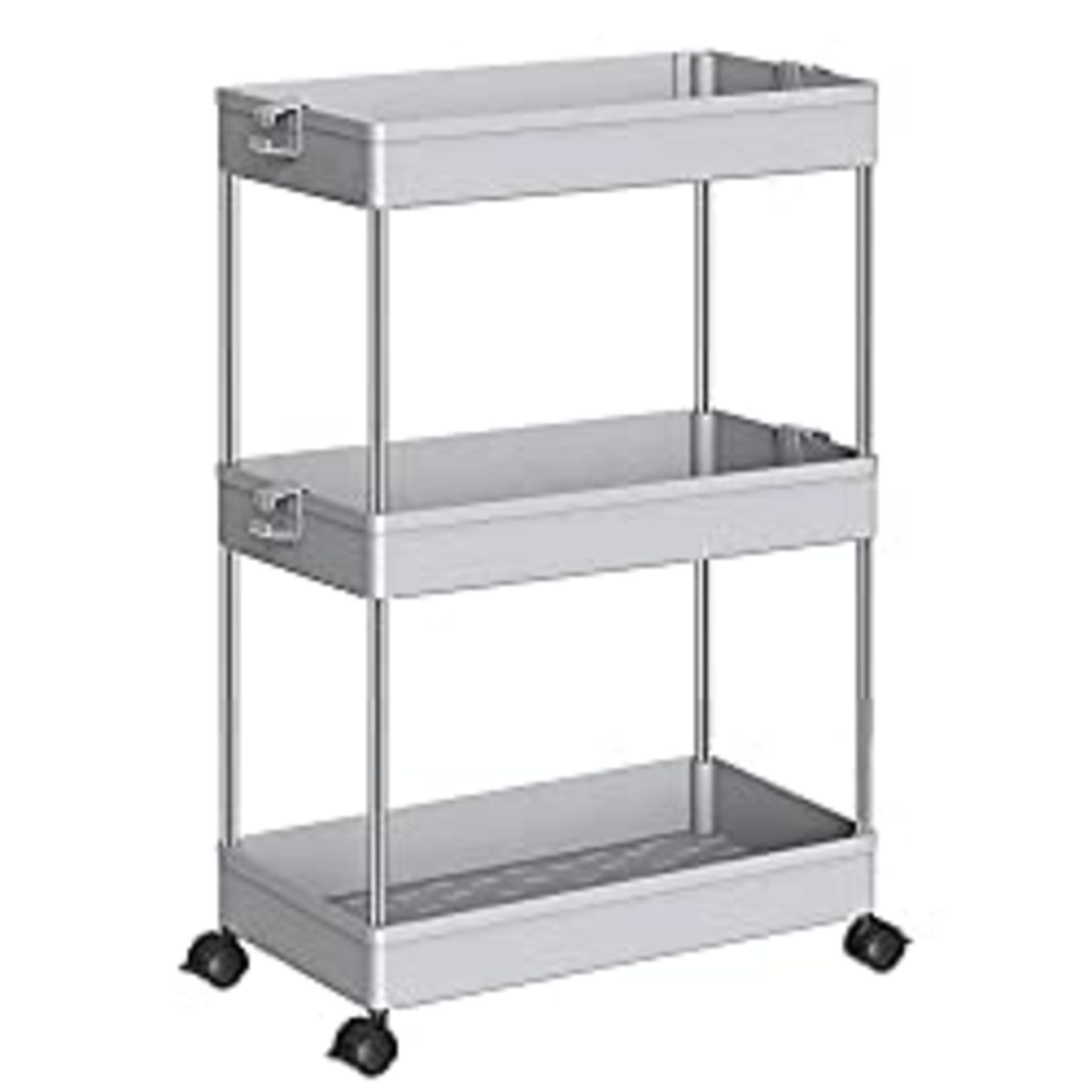 RRP £21.98 SPACEKEEPER Storage Trolley 3-Tier Slide Out Rolling