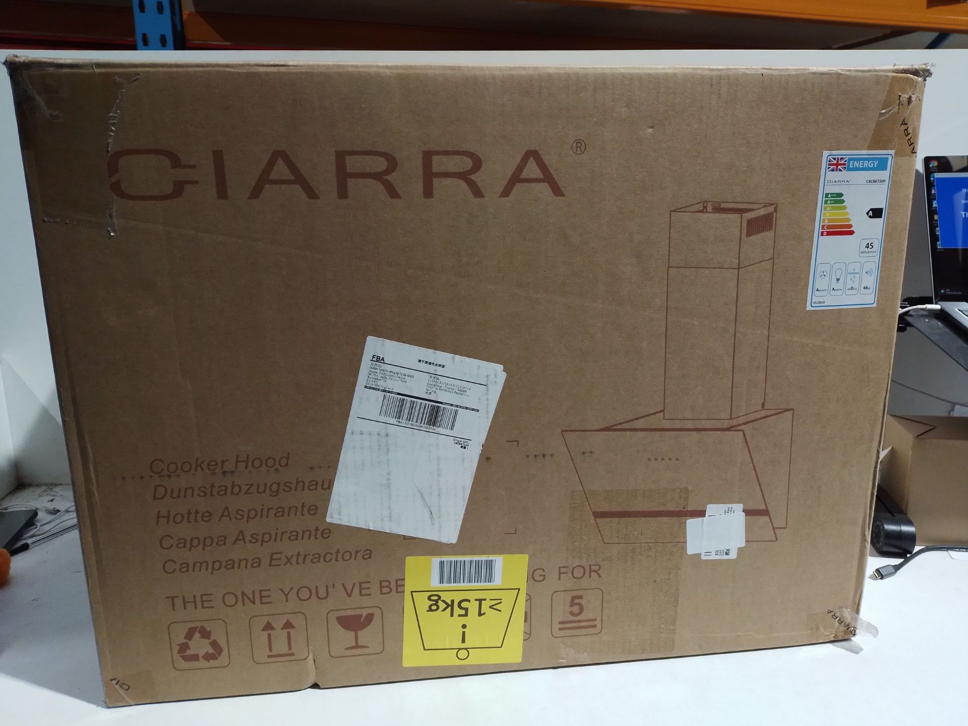 RRP £167.15 CIARRA CBCB6736F Touch Control Angled Cooker Hood 60cm - Image 2 of 2