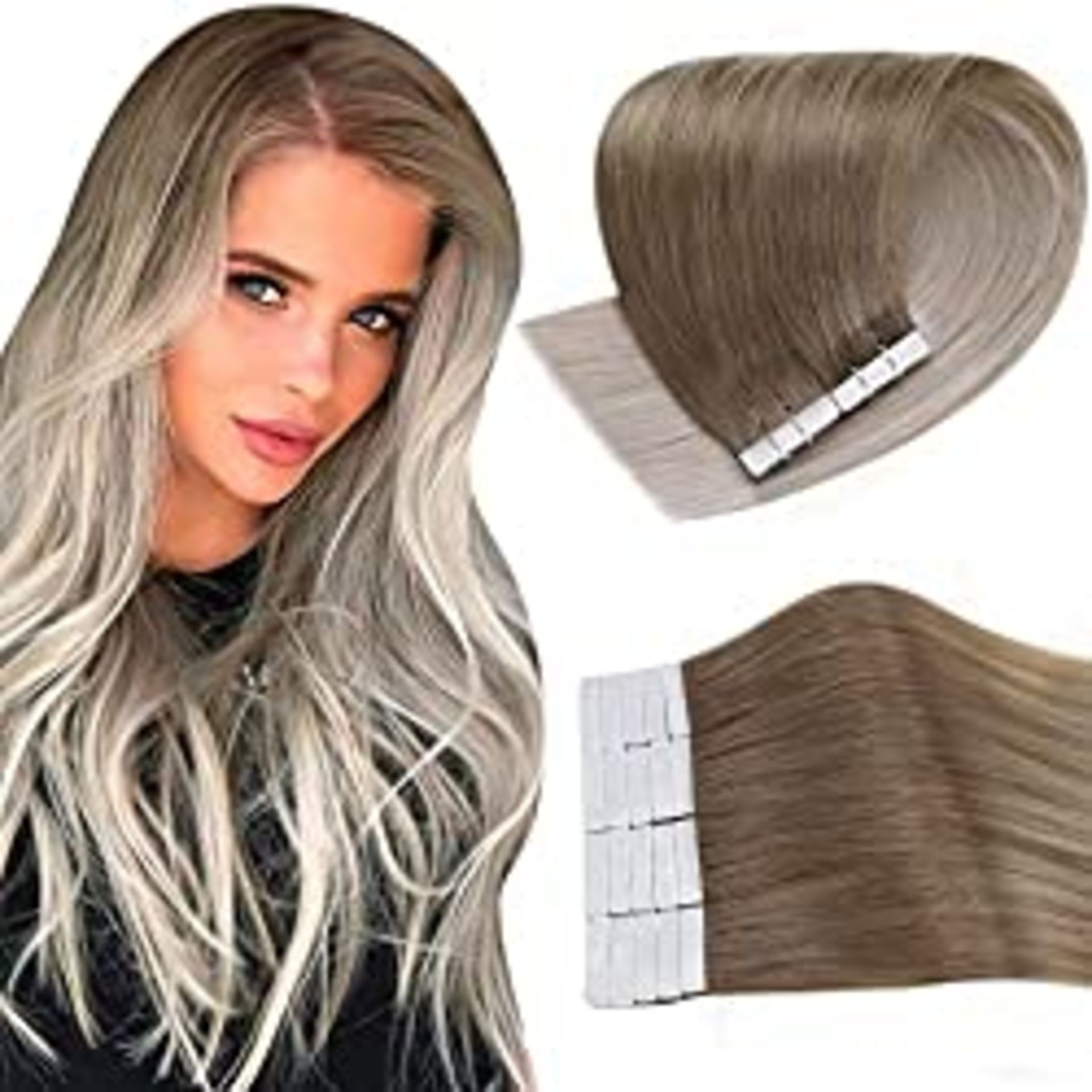 RRP £68.68 Easyouth Tape in Hair Extensions Balayage Remy Hair