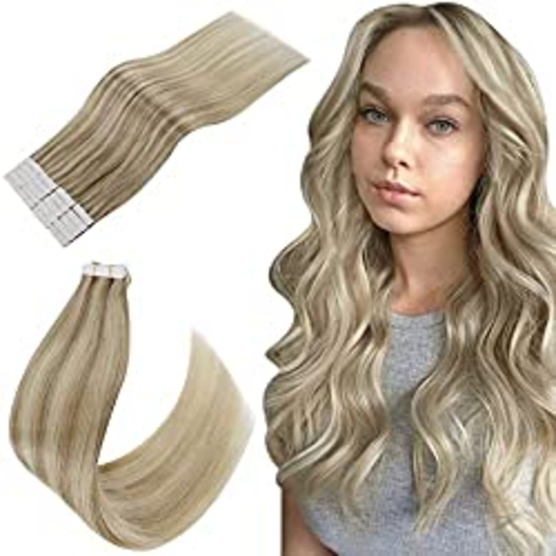 RRP £61.15 Easyouth Blonde Tape in Hair Extensions Human Hair