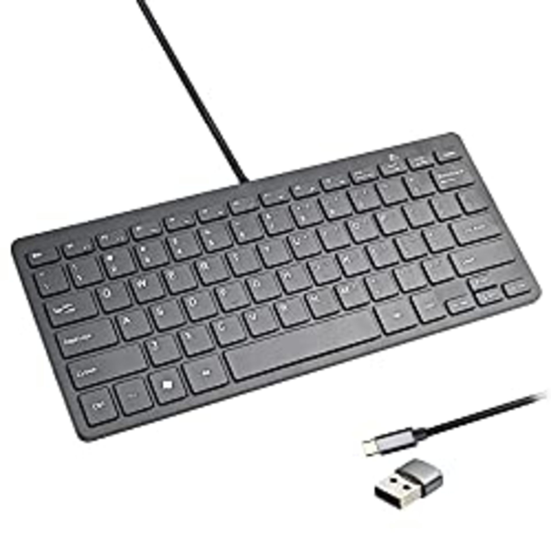 RRP £15.98 Powboro USB C Mini Keyboard Compact Small Slim Wired Keyboard USB-C Connection