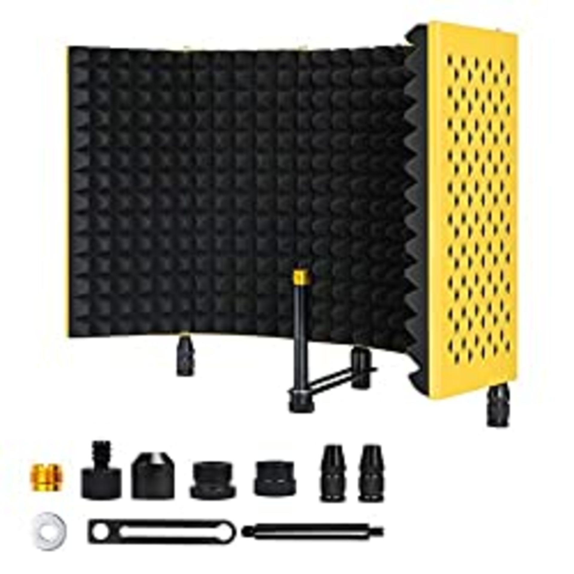 RRP £30.10 MSIZOY 5-panel Yellow Foldable Studio Recording Microphone Isolation Shield