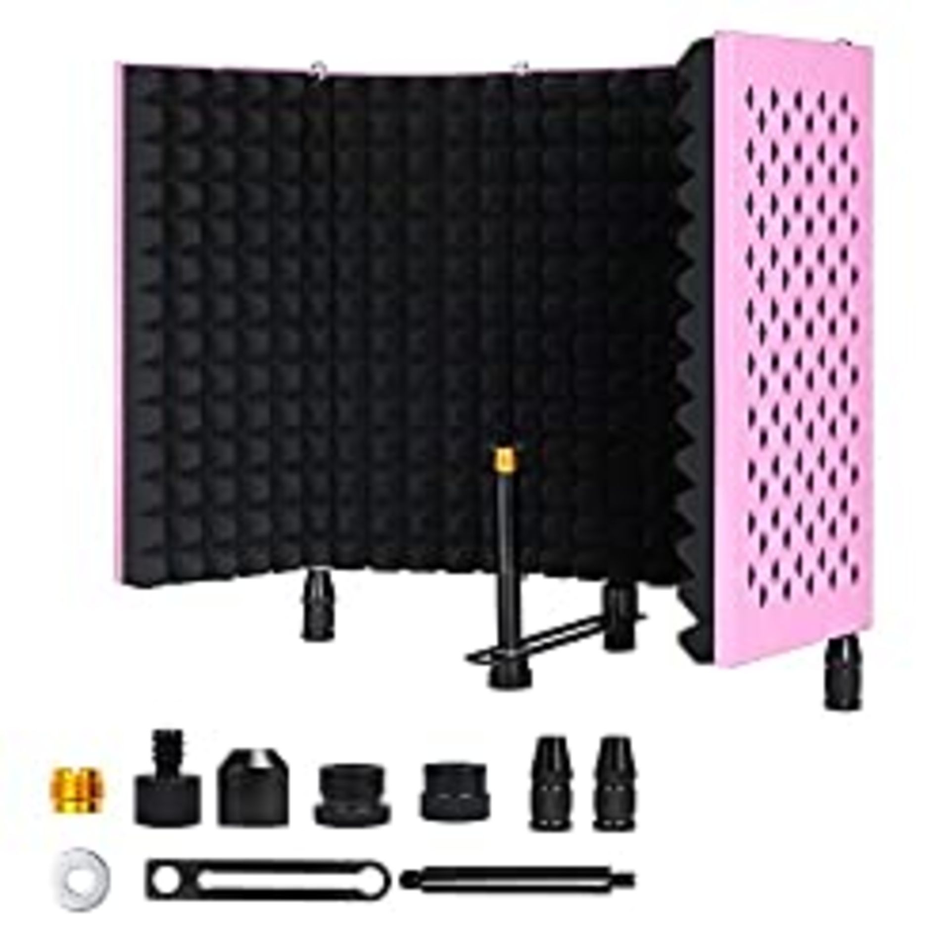 RRP £29.86 MSIZOY 5-panel Pink Foldable Studio Recording Microphone Isolation Shield