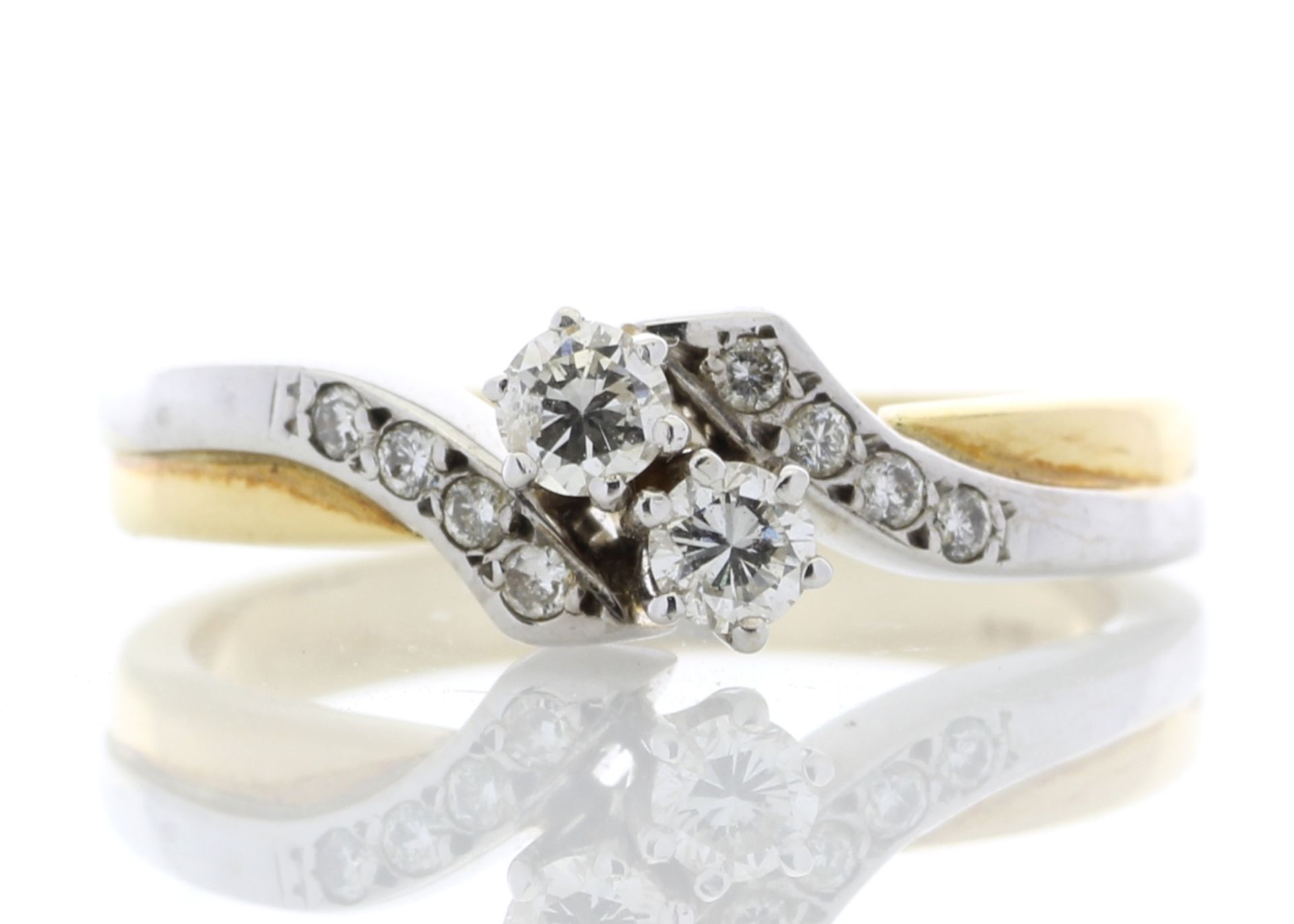 18ct Two Stone Twist With Stone Set Shoulders Diamond Ring 0.24 Carats - Valued By AGI £8,170.00 -