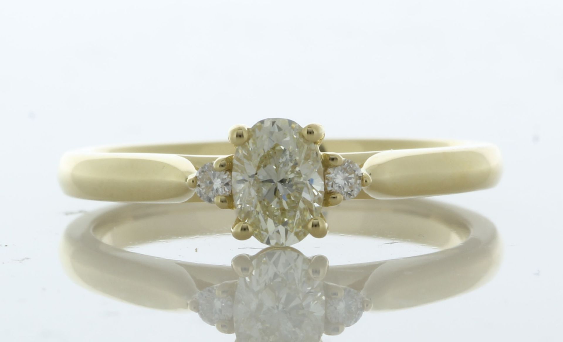 18ct Yellow Gold Oval Cut Diamond Shoulder Set Ring 0.50 Carats - Valued By GIE £6,640.00 - A