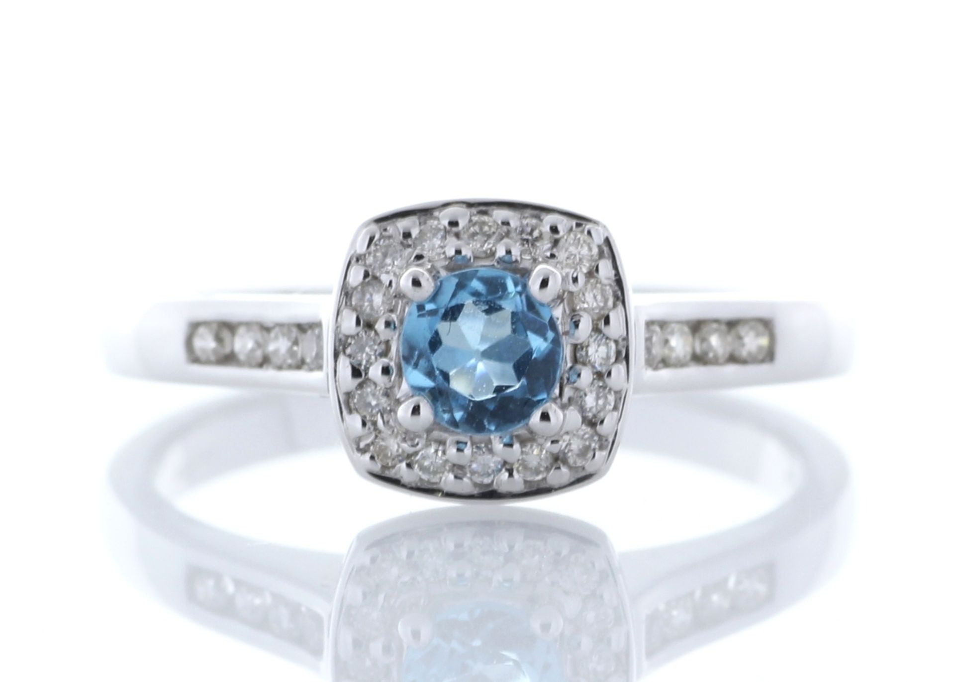 9ct White Gold Blue Topaz Diamond Halo Ring - Valued By GIE £2,850.00 - This gorgeous ring comes