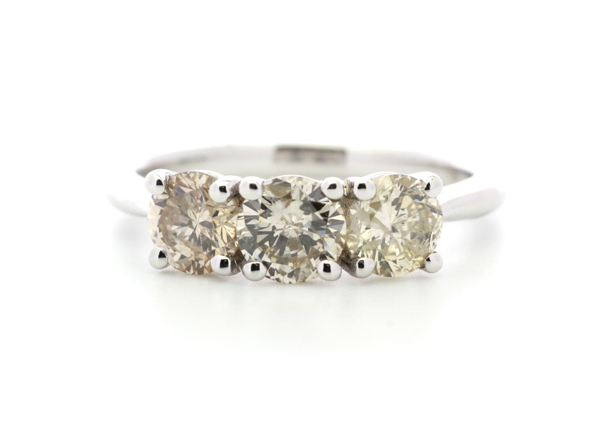 18ct White Gold Three Stone Diamond Ring 1.58 Carats - Valued By GIE £14,350.00 - A beautiful and