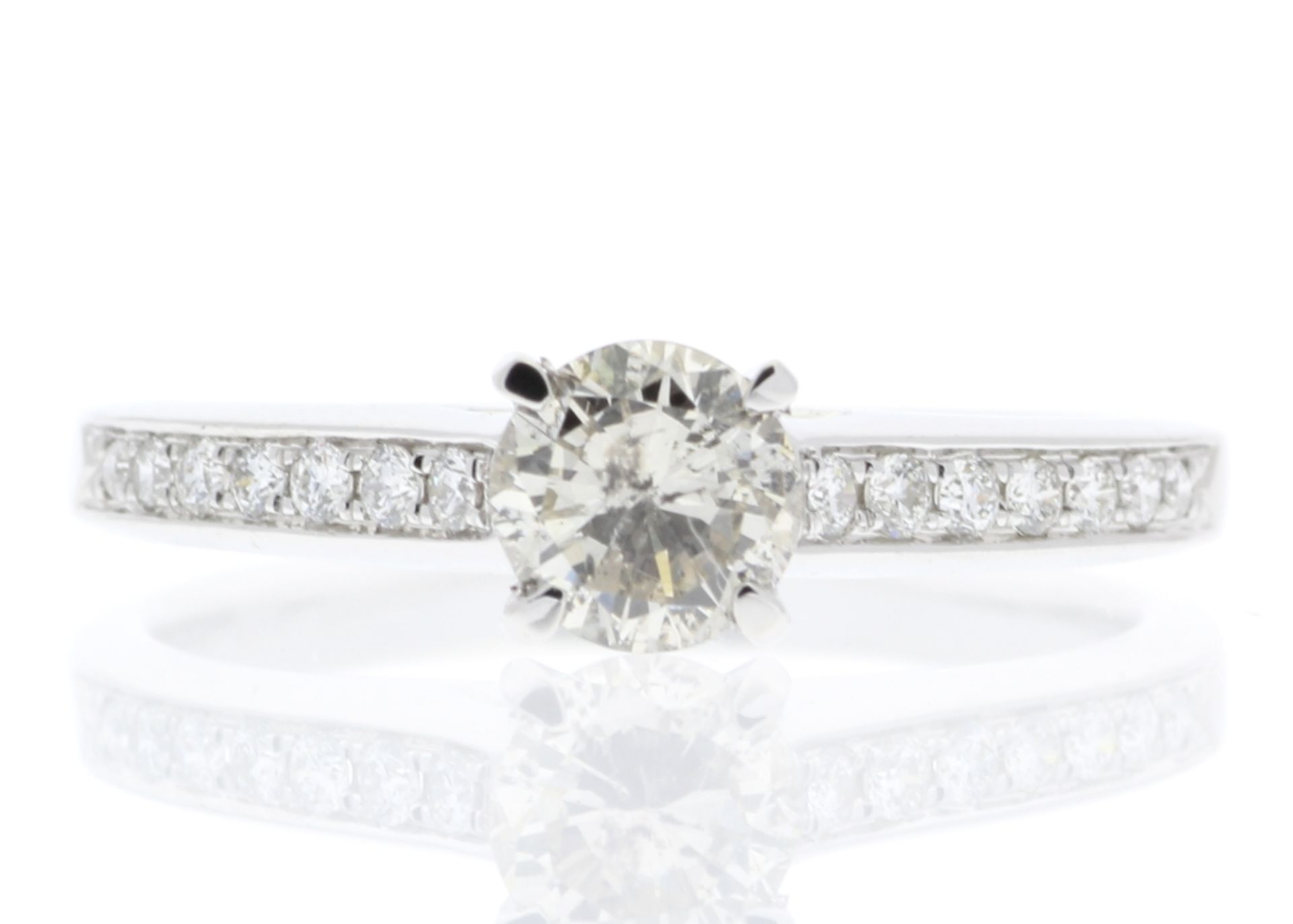 18ct White Gold Diamond Ring With Stone Set Shoulders 0.65 Carats - Valued By GIE £6,145.00 - A