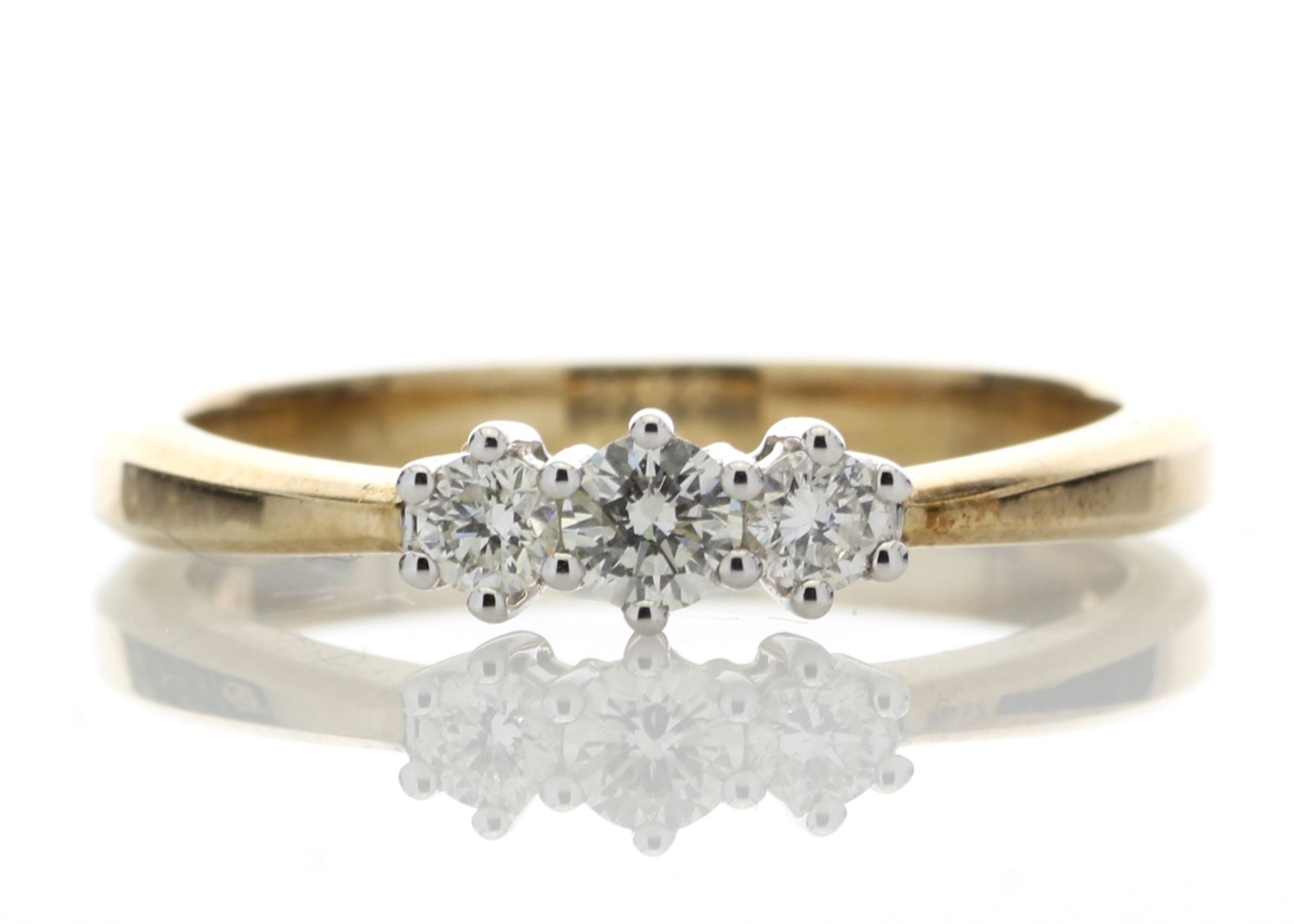 18ct Yellow Gold Three Stone Diamond Ring 0.25 Carats - Valued By GIE £2,800.00 - Ten round