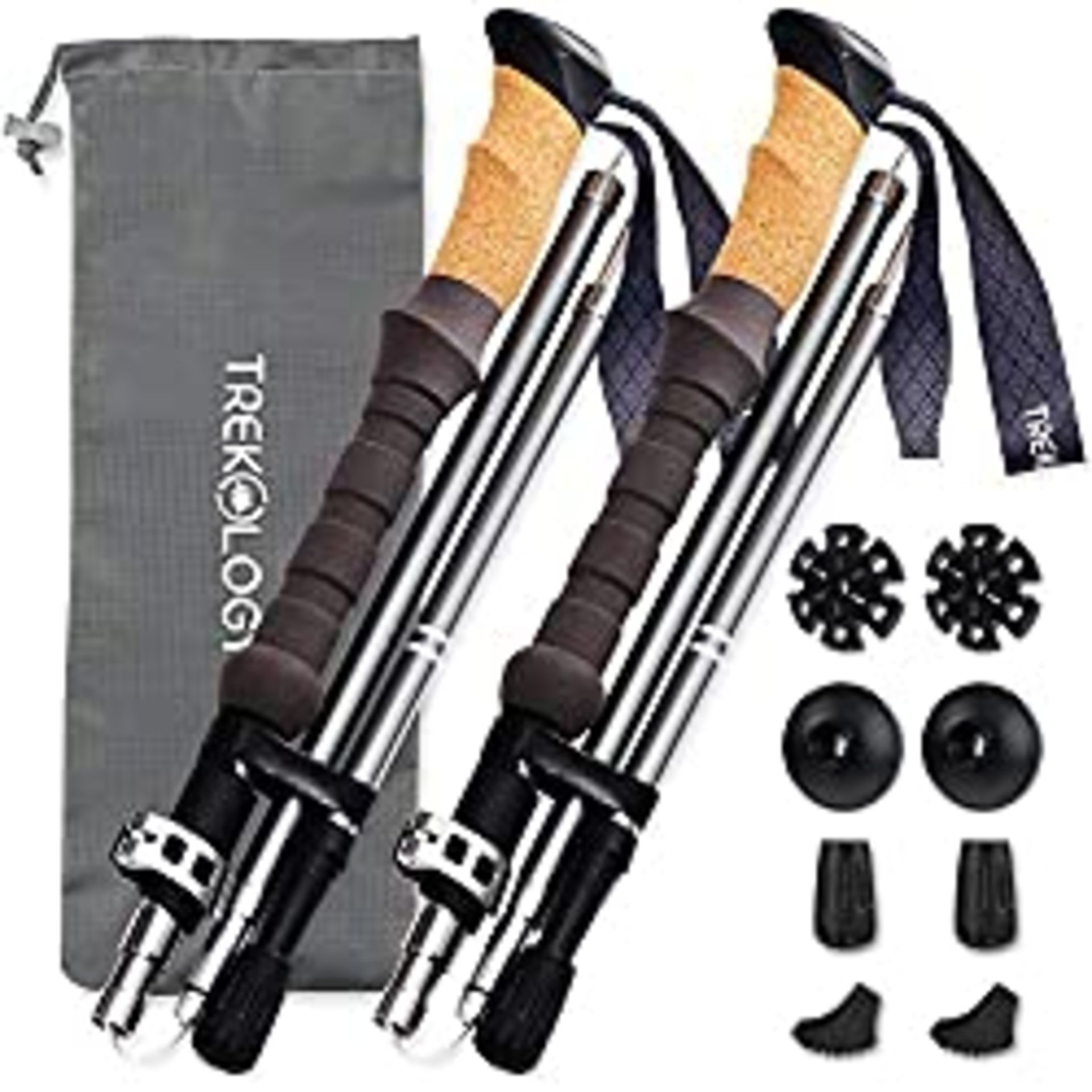 RRP £28.67 Trekology Trek-Z Cork Handle Trekking Poles Collapsible