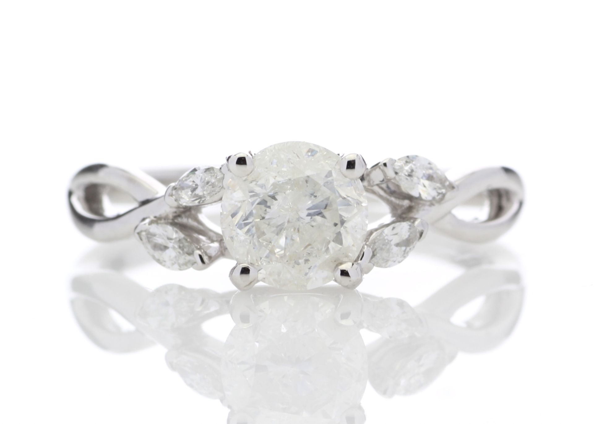 18ct White Gold Diamond Ring With Leaf Shoulders 1.07 Carats - Valued By GIE £17,450.00 - A